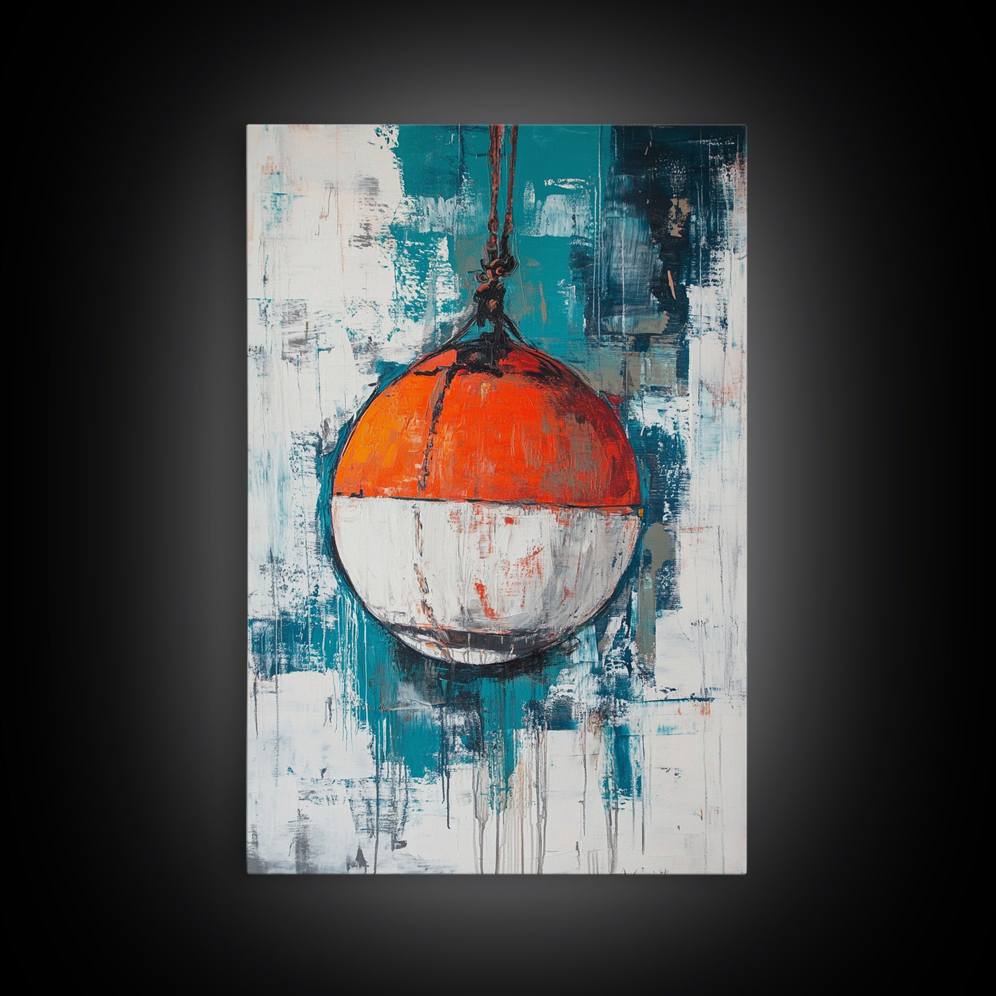 Nautical Buoy, nautical wall art, coastal decor, rustic wall art, gift idea, ocean painting, Framed Canvas Print, above bed wall art