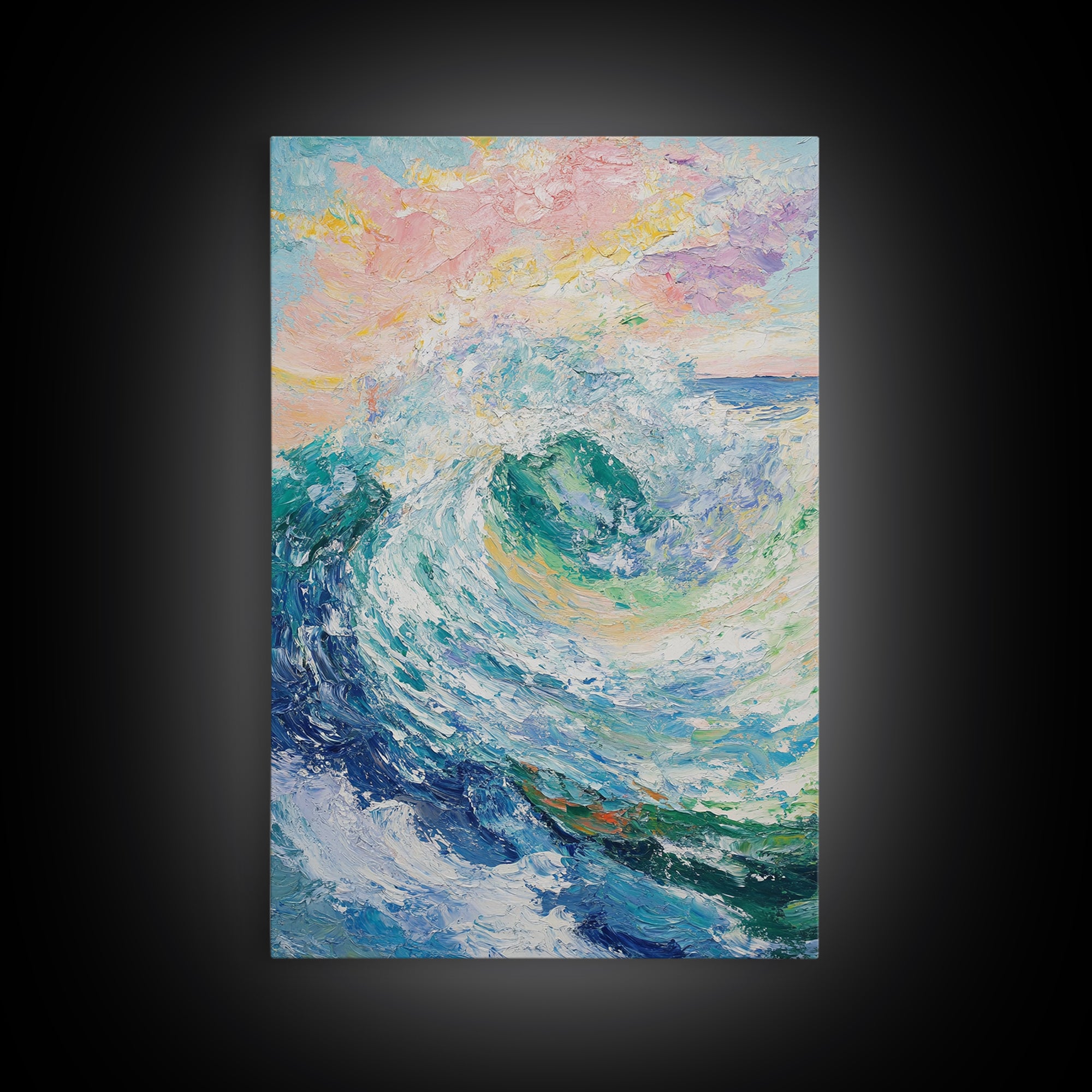 Ocean Wave Painting, Surf Wall Art, Coastal Cowgirl Wall Art, Seascape Painting, Canvas Print, Nautical Decor, Beach House Art