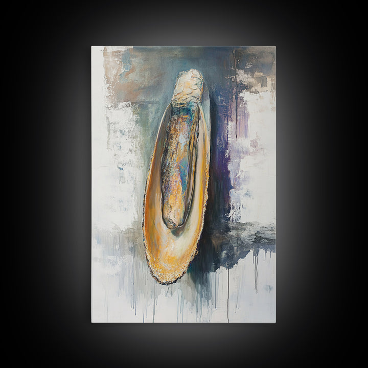 Abstract Oyster, oyster painting, oyster shell painting, coastal wall art, wabi sabi art, neutral wall art, canvas print, home decor