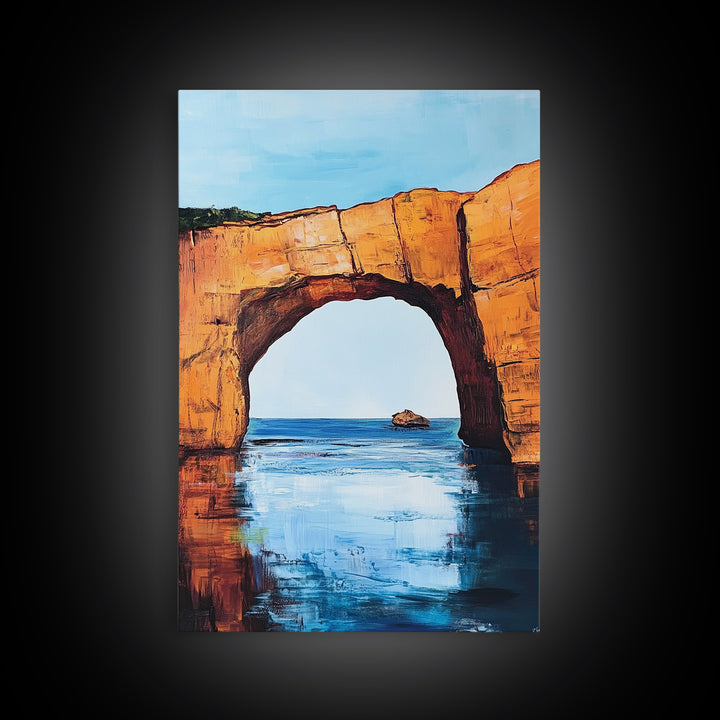 Ocean Arch, coastal painting, seascape painting, nautical decor, beach house art, extra wide art, framed canvas print, wall decor