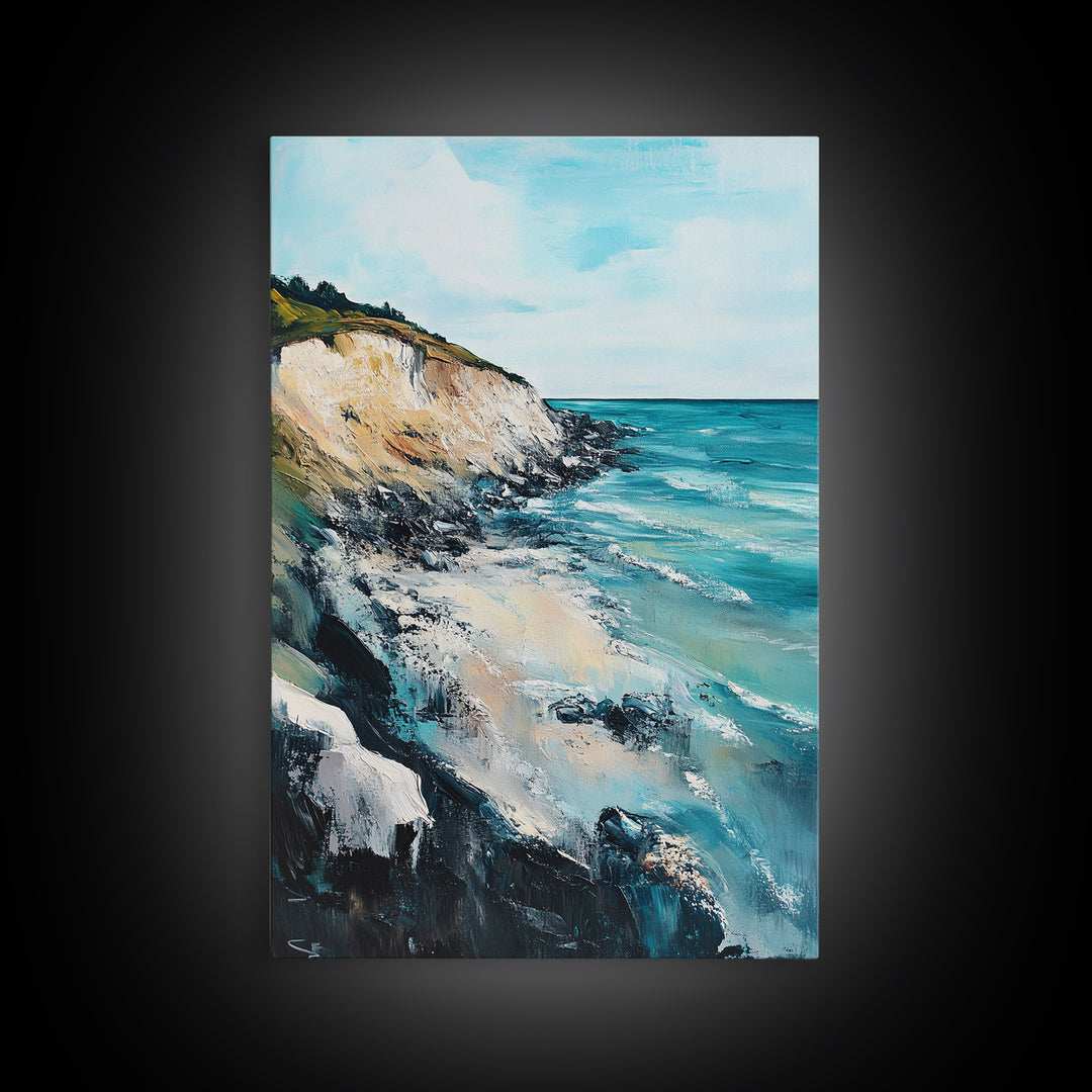 Cliffside View, Ocean Painting, Canvas Print, Coastal Wall Art, Nautical Decor, Seascape Art, Rustic Art, Gift Idea, Above Bed Art