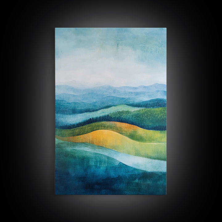 Rolling Hills, Mountain Painting, Canvas Print, Landscape Art, Southwest Wall Art, Rustic Decor, Minimalist Art, Gift Idea