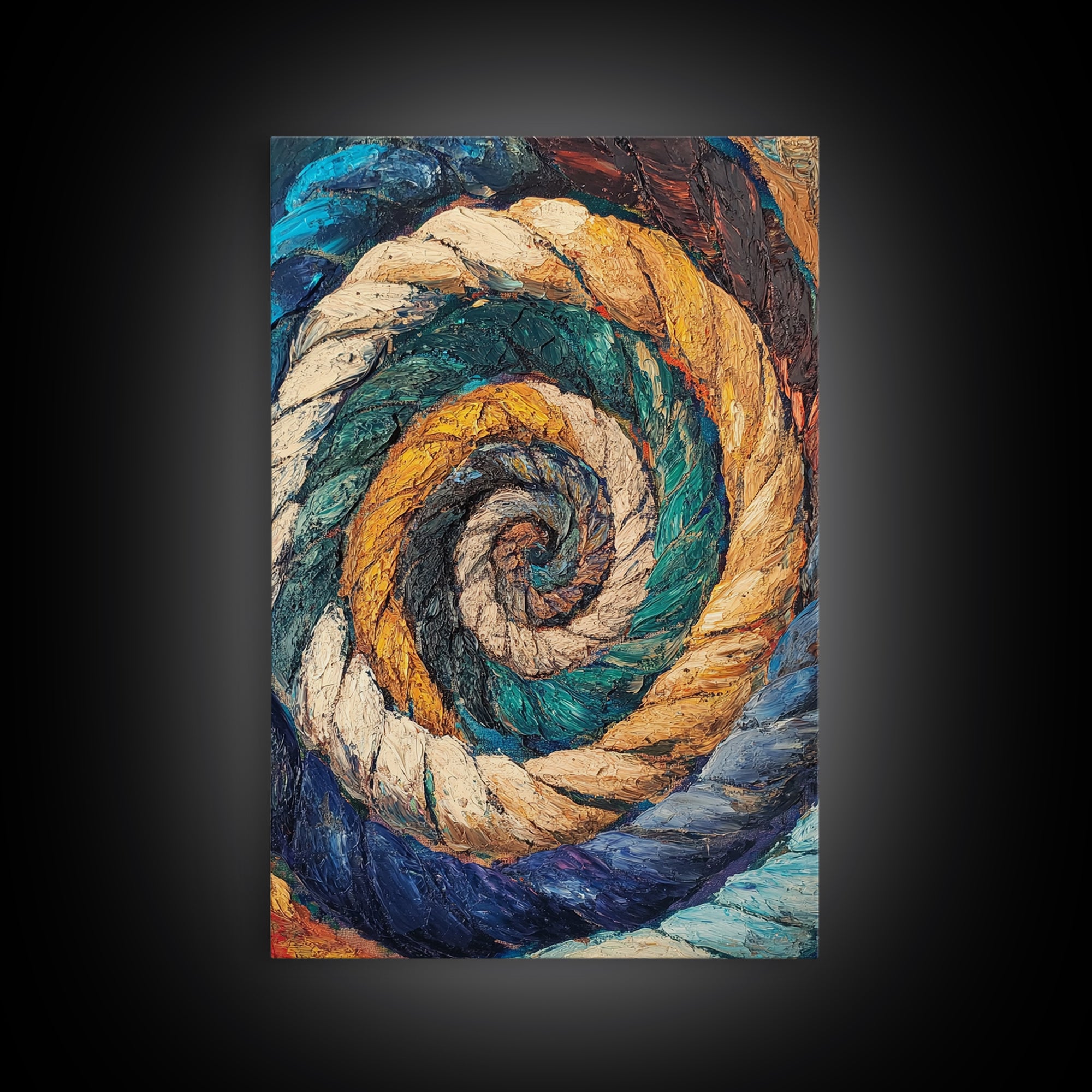 Nautical Spiral, Abstract Ocean Art, Canvas Print, Coastal Wall Art, Moody Art, Geometric Painting, Living Room Art, Gift Idea