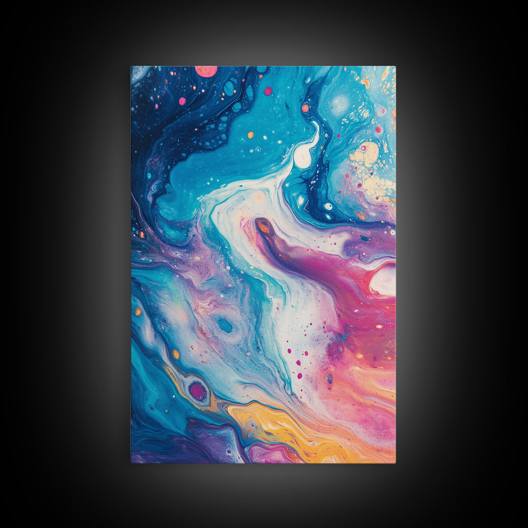 Cosmic Swirl Art, Space Wall Decor, Abstract Galaxy Art, Moody Blue Art, Science Art, Canvas Print, Bedroom Wall Decor, Gift Idea