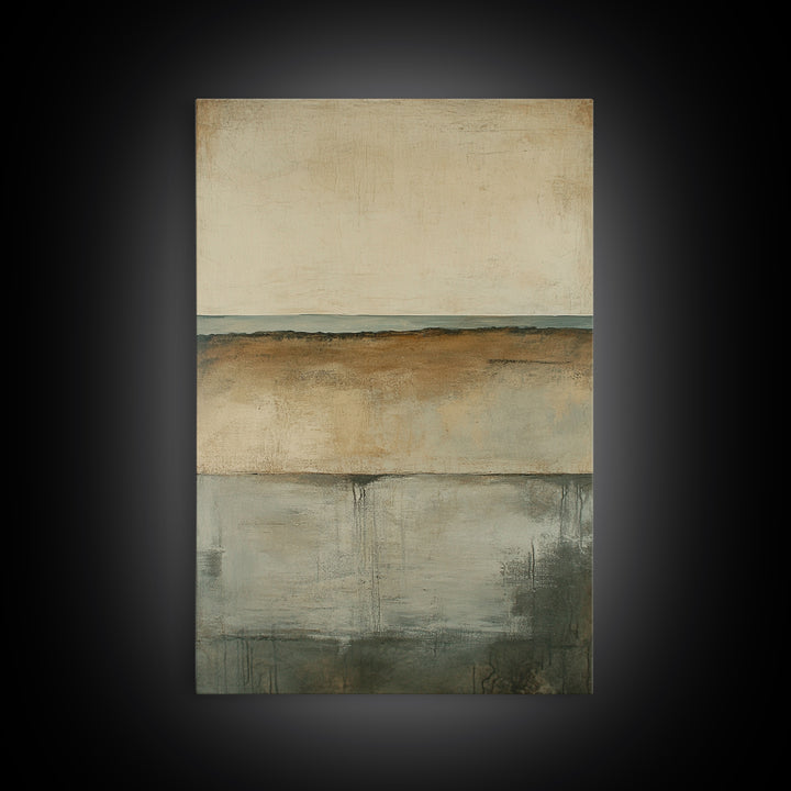 Neutral Abstract Framed Canvas Print Modern Minimalist Wall Art, Earth Tone Painting, Contemporary Office Art, Scandinavian Home Decor