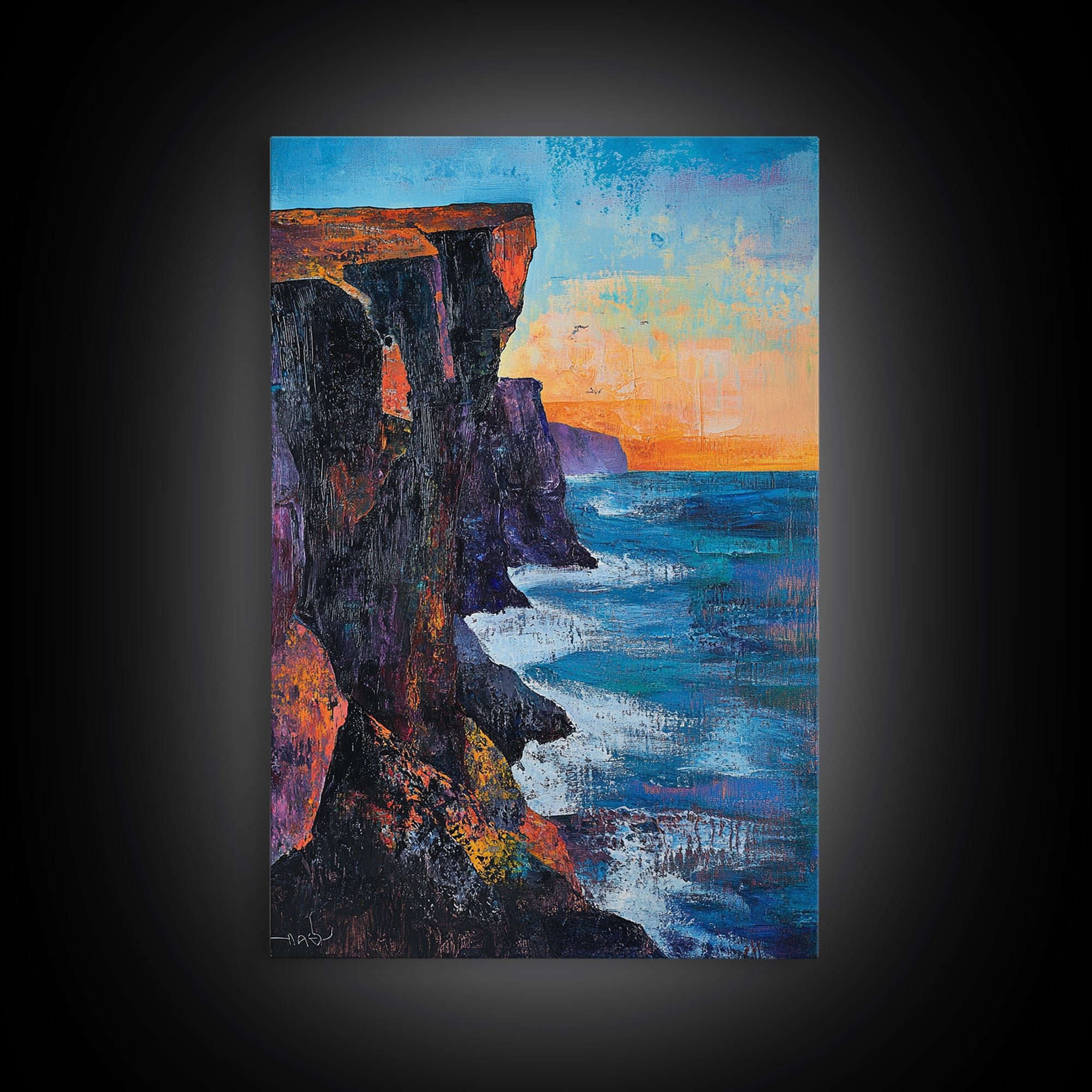 Cliffs of Moher, Ireland Painting, Coastal Landscape Art, Seascape Painting, Nautical Wall Art, Canvas Print, Gift Idea
