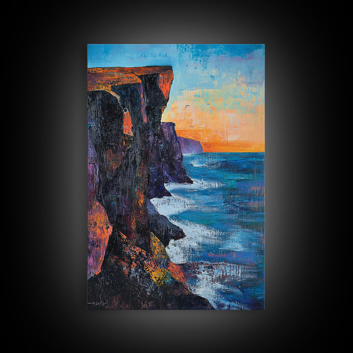 Cliffs of Moher, Ireland Painting, Coastal Landscape Art, Seascape Painting, Nautical Wall Art, Canvas Print, Gift Idea