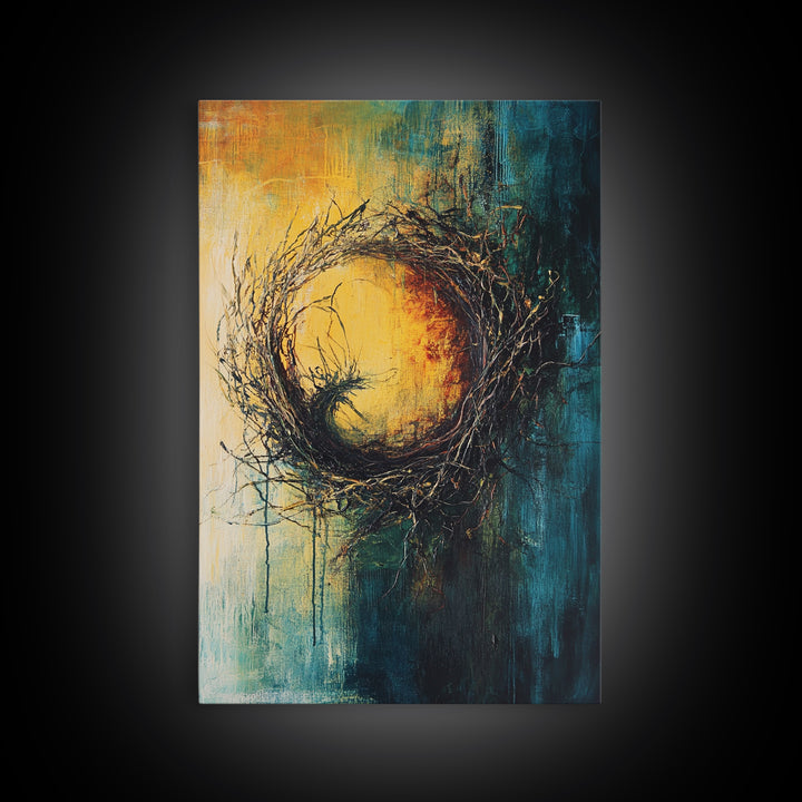 Rustic Bird Nest Canvas Print Minimalist Nature Wall Art Farmhouse Home Decor Moody Artwork Cozy Living Room Art Gift Under 50