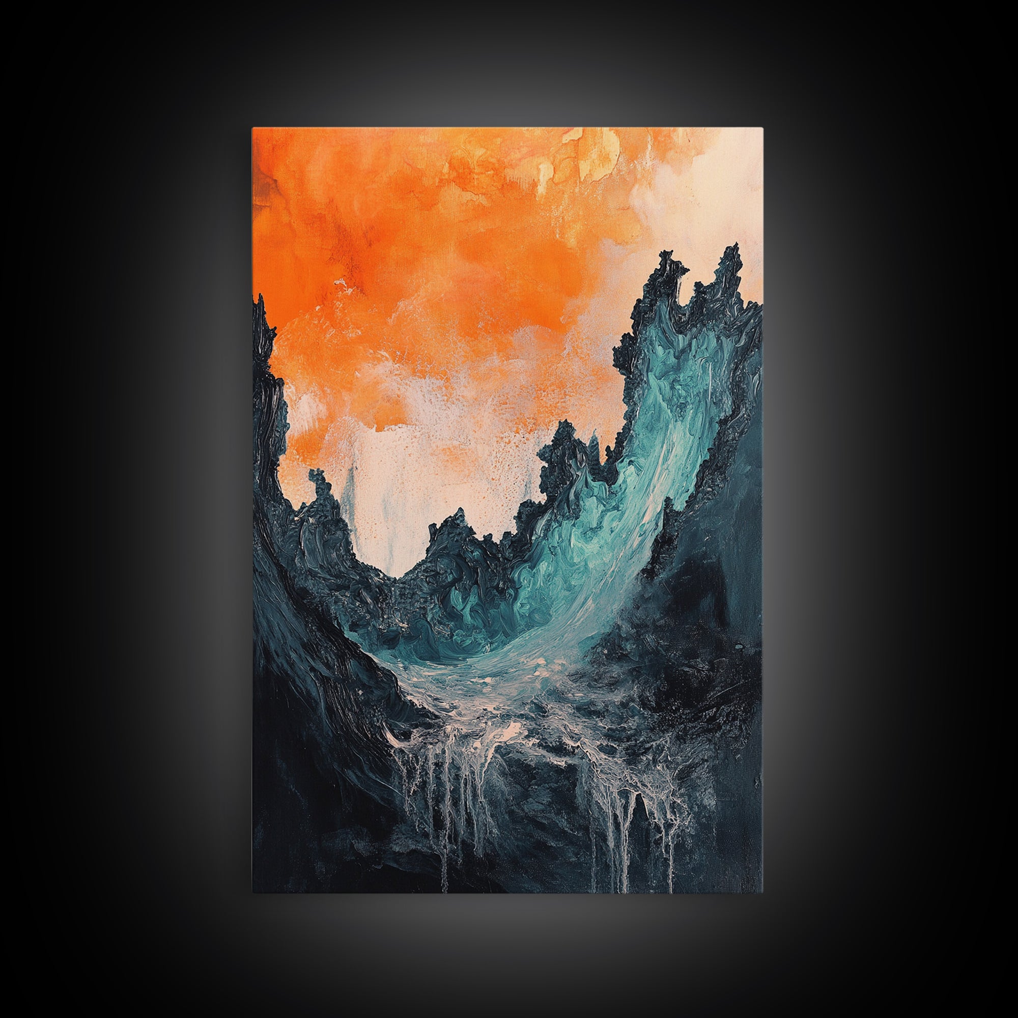 Abstract Wave Energy Canvas Print Moody Ocean Painting Stormy Water Art Modern Wall Decor Living Room Accent Gift Under 75