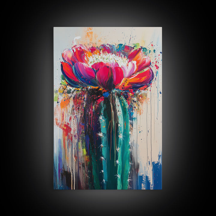 Cactus Flower, Botanical Prints, Southwest Wall Art, Boho Art, Moody Art, Rustic Wall Art, Living Room Art, Canvas Print