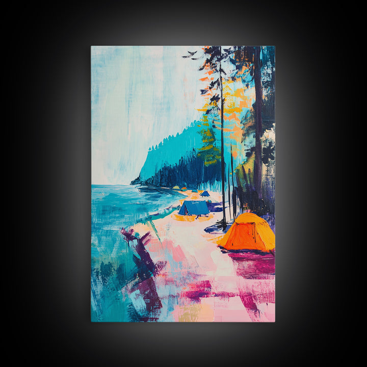 Coastal Camping, Joshua Tree Art, Coastal Cowgirl Wall Art, Outdoor Painting, Nautical Decor, Above Sofa Art, Canvas Print