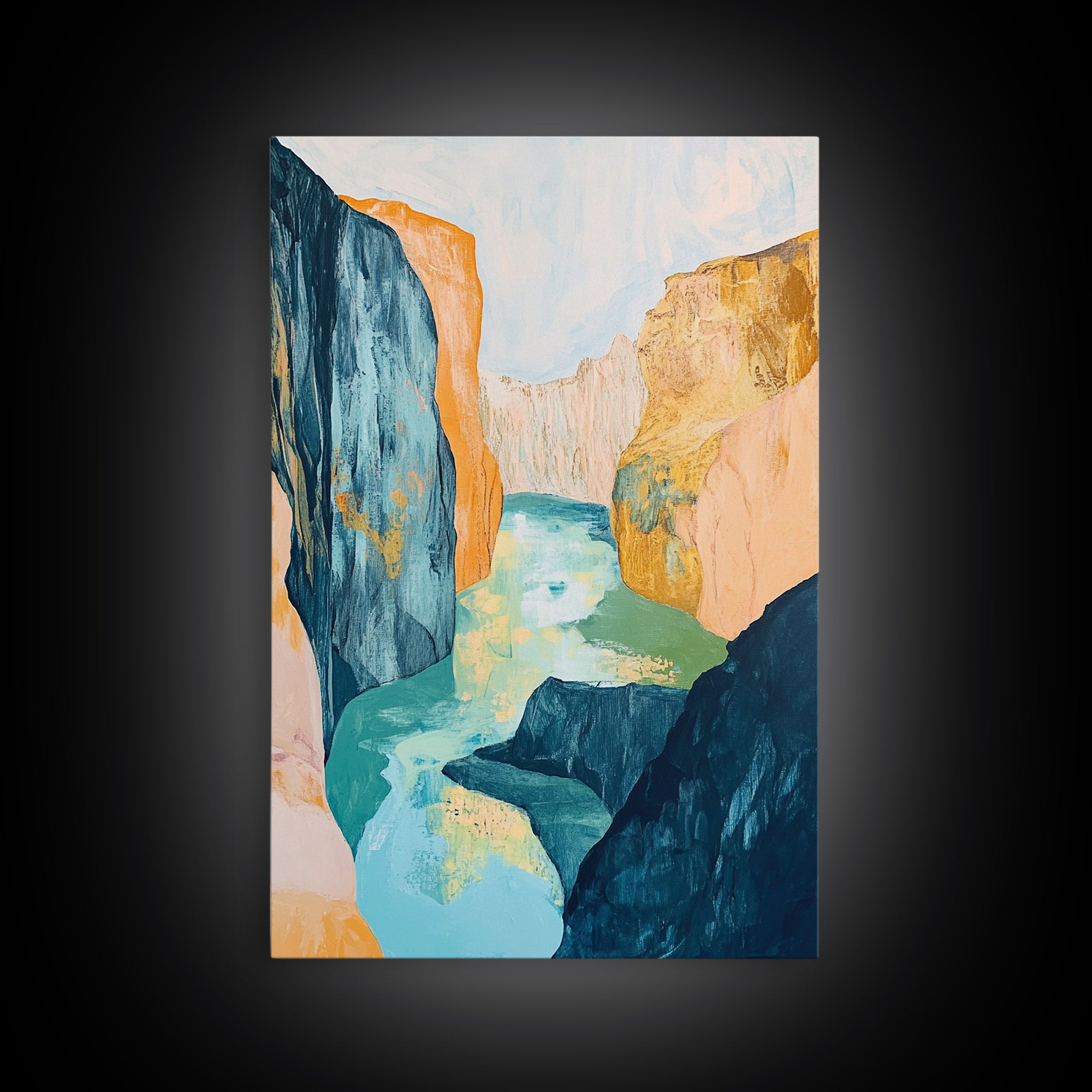 Canyon River, Southwest Wall Art, Mountain Painting, Rustic Art, Landscape Painting, Extra Wide Art, Boho Art, Framed Canvas Print