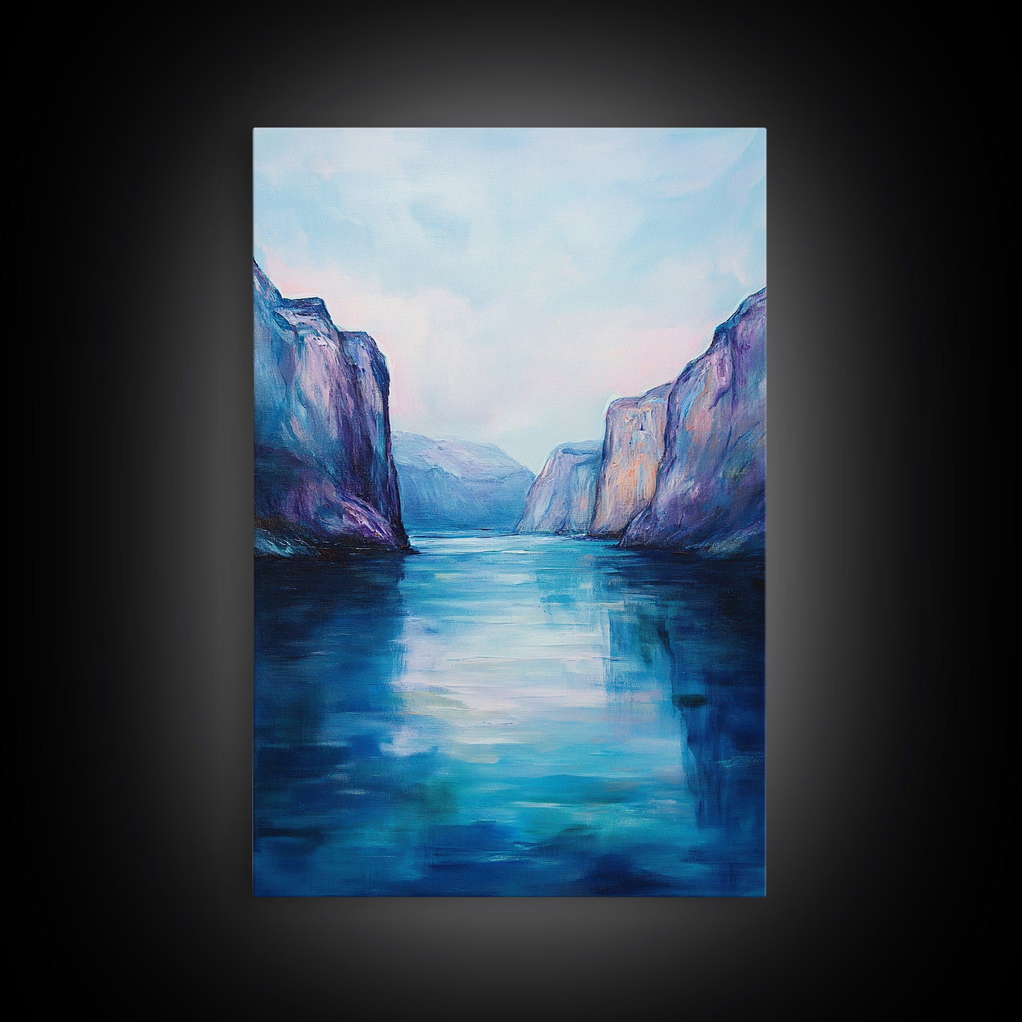 coastal landscape art, framed canvas print, nautical painting, seascape painting, blue and green wall art, ocean painting, gift idea