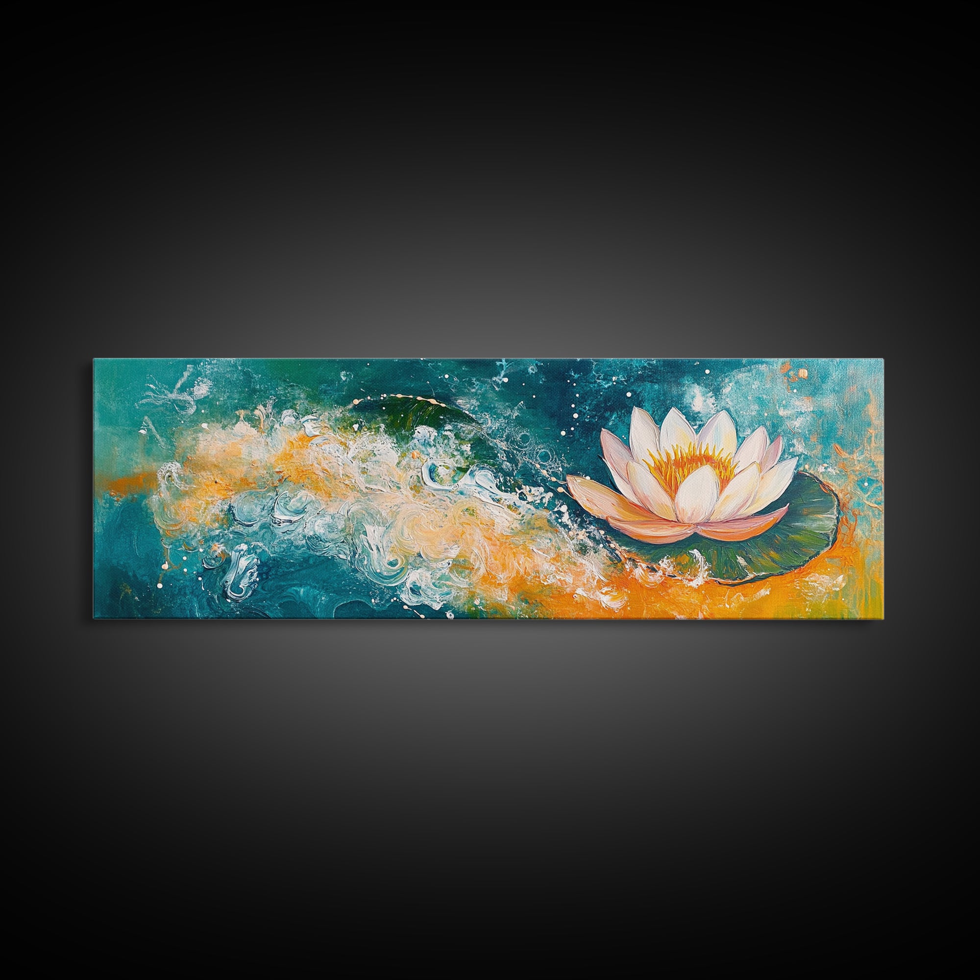 Abstract Water Lily Art, Dreamy Floral Painting, Tranquil Zen Home Decor, Serene Botanical Wall Art, Modern Living Room Artwork