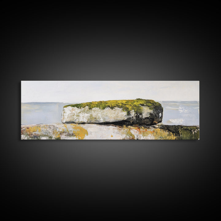 Coastal Rock Formation Canvas Print - Minimalist Seascape Wall Art, Neutral Home Decor, Nature Inspired Living Room Art,