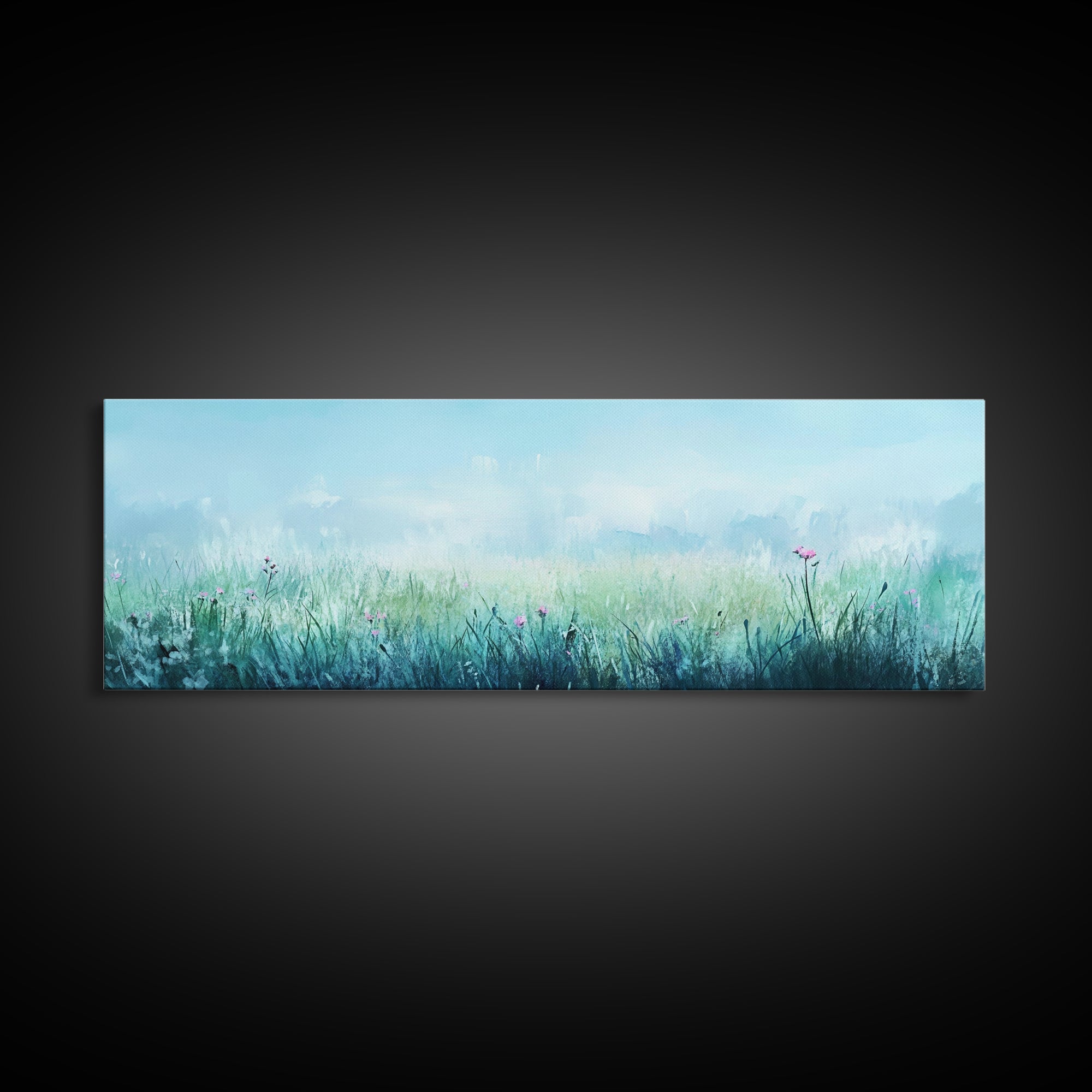 Dreamy Meadow Painting Framed Canvas Print - Soft Pastel Wildflower Art, Peaceful Nature Wall Decor, Bedroom BAesthetic, Gift Idea