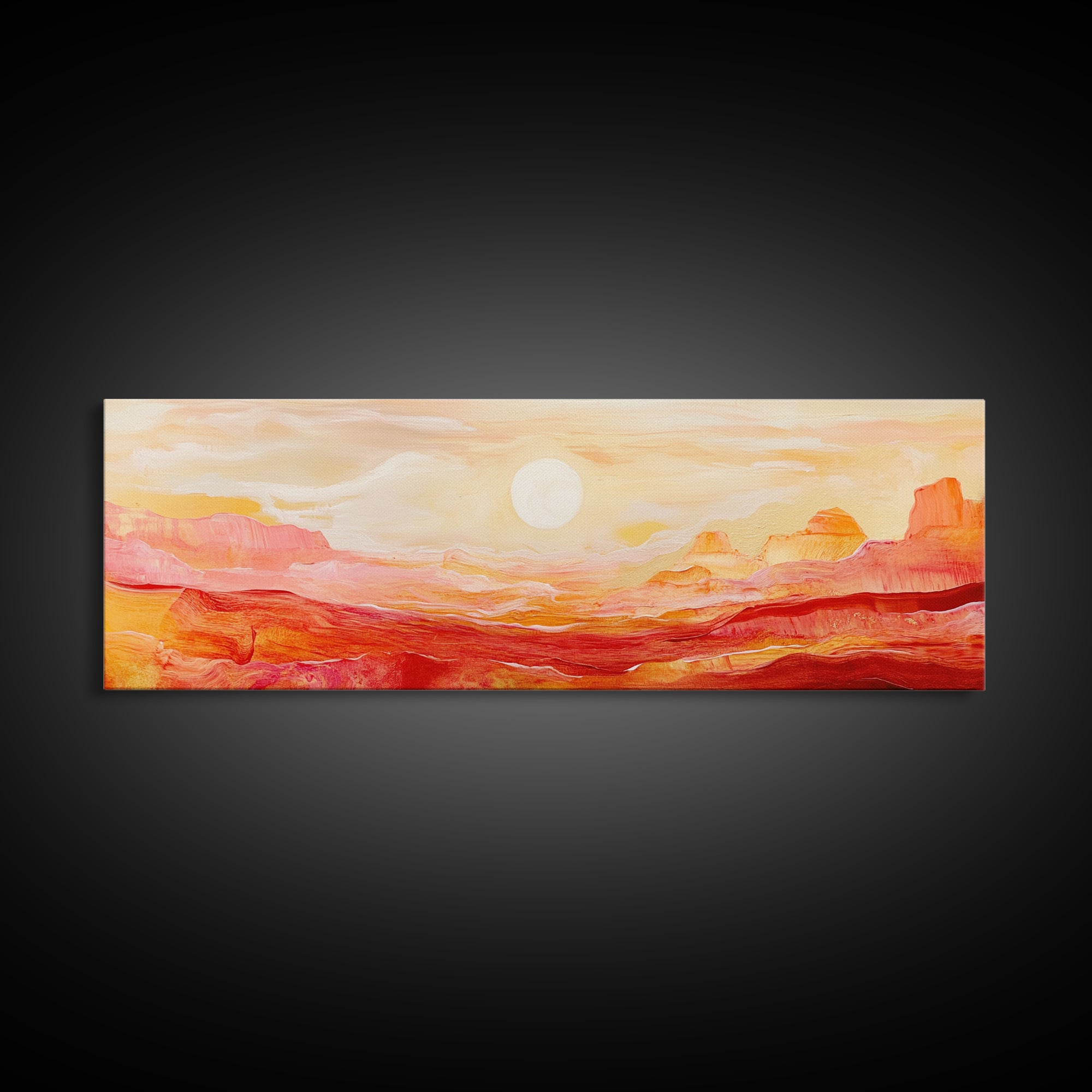 Desert Sunset Painting Warm Abstract Southwest Wall Art Minimalist Mountain Landscape Artwork Boho Home Decor Canvas Print