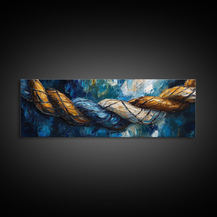 Nautical Rope Texture Canvas Print Abstract Coastal Wall Art, Ocean Inspired Painting, Rustic Nautical Decor, Beach House Wall Art