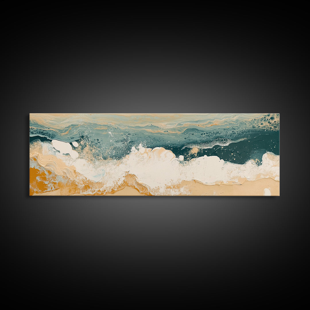 Abstract Ocean Waves Framed Canvas Print Coastal Wall Art, Beach House Decor, Modern Seascape, Large Wall Art, Minimalist Art