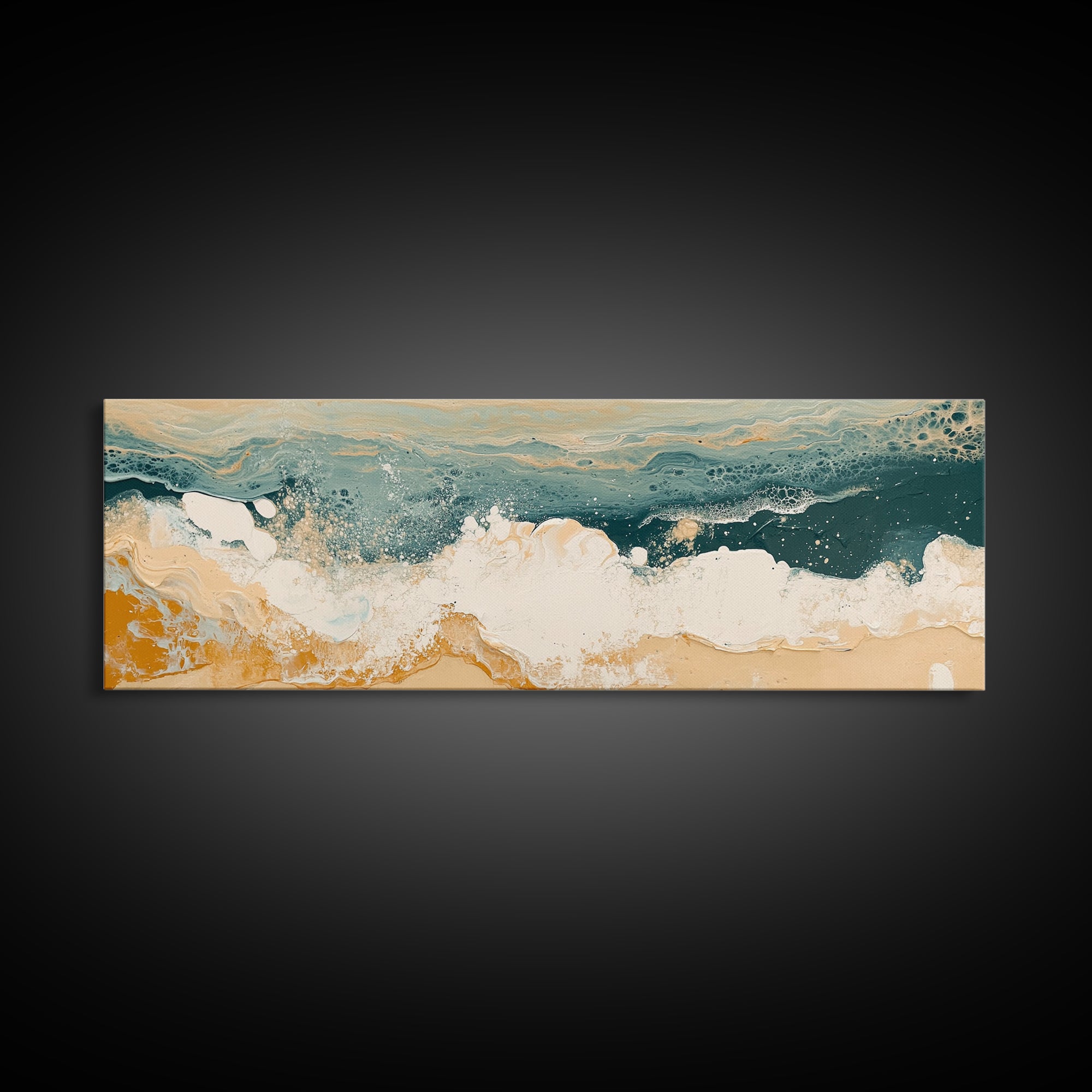 Abstract Ocean Waves Framed Canvas Print Coastal Wall Art, Beach House Decor, Modern Seascape, Large Wall Art, Minimalist Art