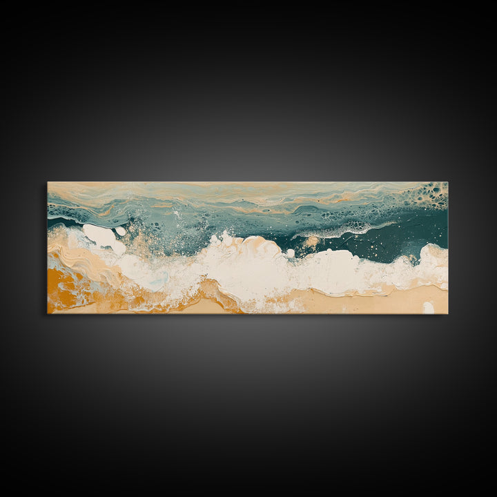 Abstract Ocean Waves Framed Canvas Print Coastal Wall Art, Beach House Decor, Modern Seascape, Large Wall Art, Minimalist Art
