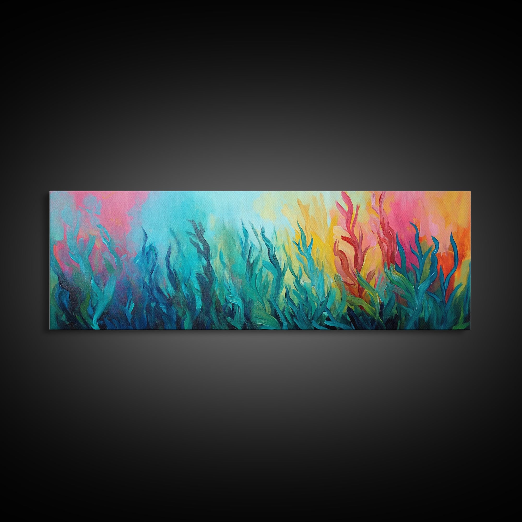 Abstract Seaweed Canvas Print Vibrant Coastal Wall Art, Ocean Inspired Decor, Modern Underwater Painting, Boho Home Accent