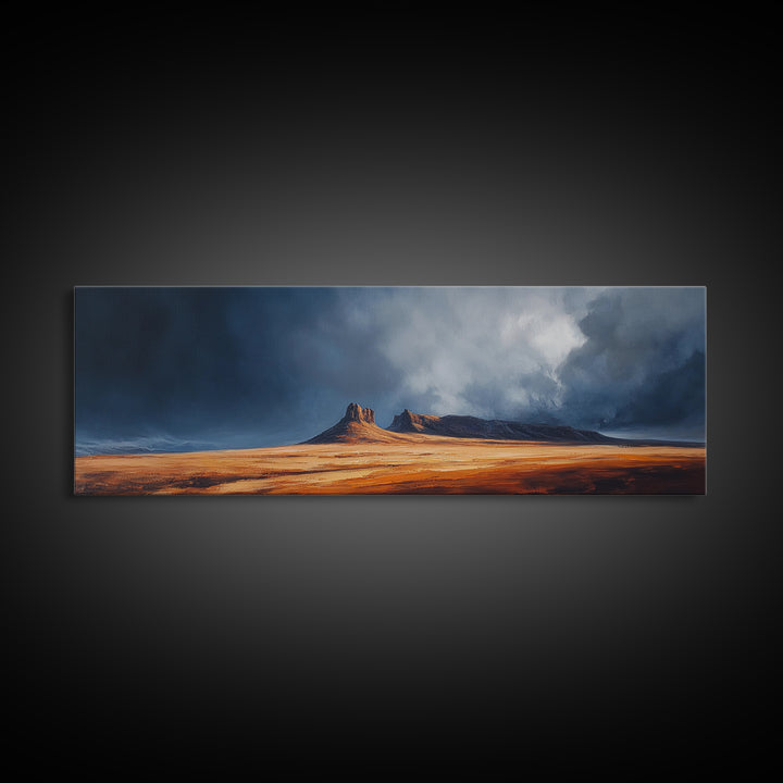 Desert Storm Canvas Print Moody Landscape Art, Southwestern Wall Art, Nature Painting, Office Decor, Living Room Artwork