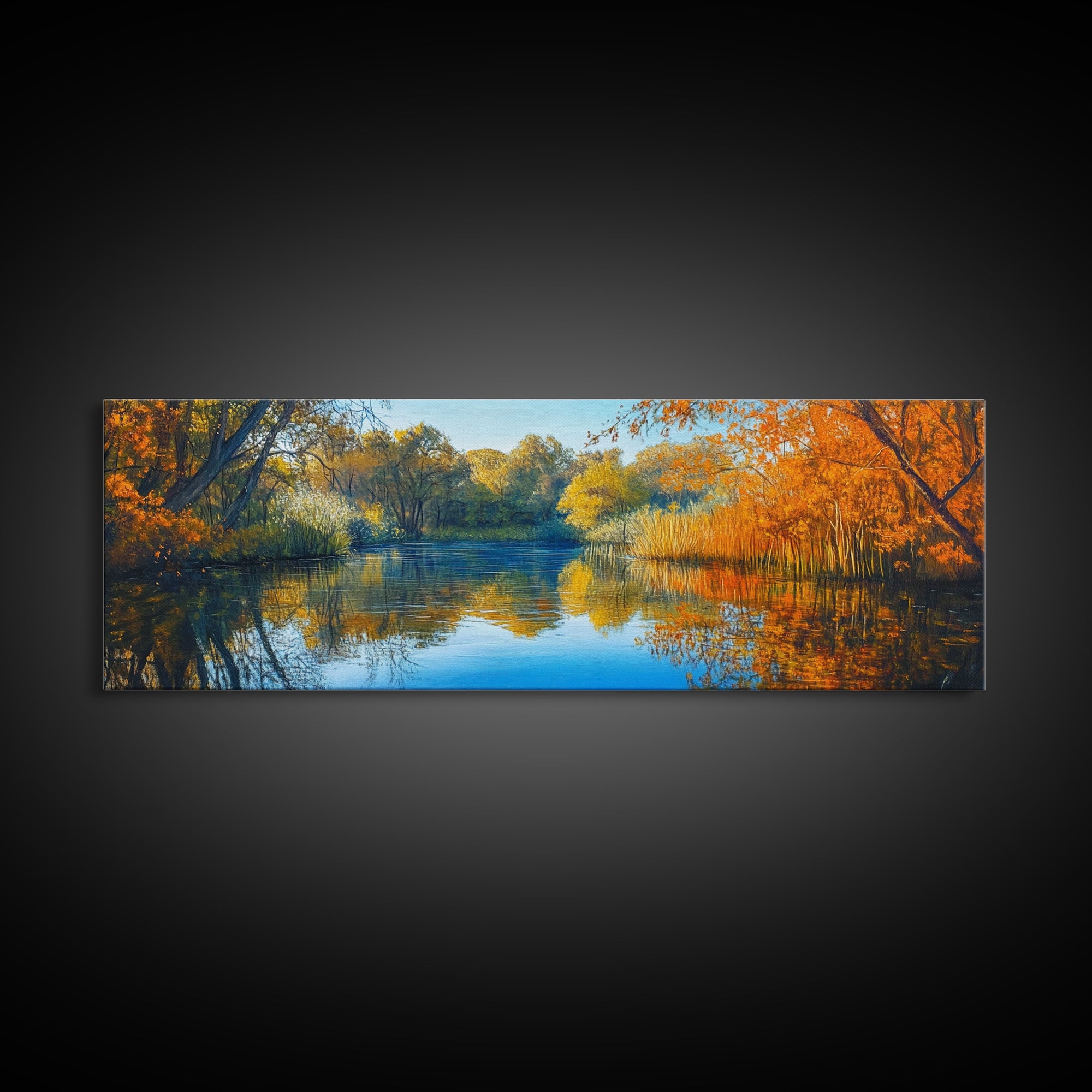 Autumn Lake, Fall Landscape Painting, Nature Wall Art, Seasonal Home Decor, Canvas Print, Rustic Cabin Artwork, Living Room Art