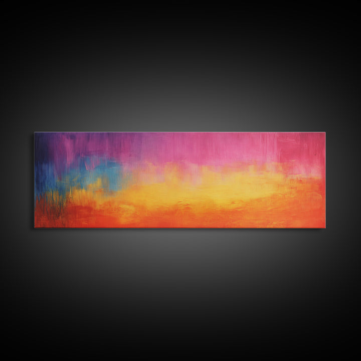 Colorful Gradient, Vibrant Abstract Painting, Modern Wall Art, Sunset Tones, Canvas Print, Boho Style, Living Room Artwork