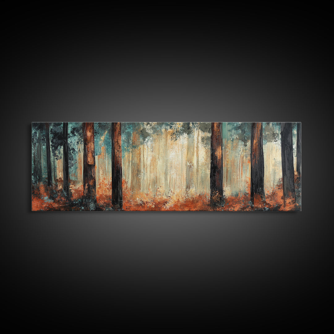 Autumn Forest Canvas Print, Rustic Fall Wall Art, Nature Landscape Painting, Cabin Decor, Earthy Tones, Cozy Living Room Art