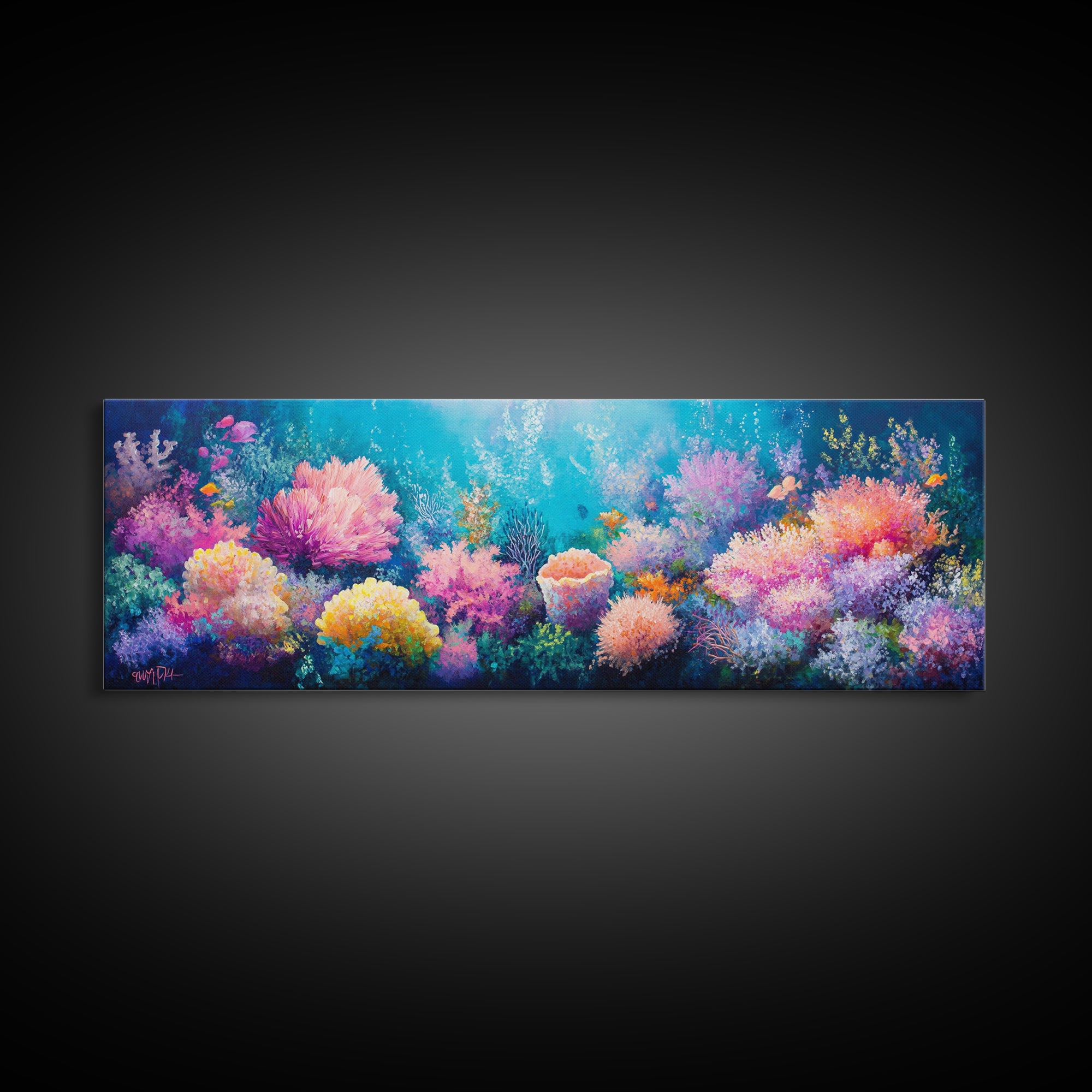 Deep Sea Fantasy Canvas Print, Oceanic Wonderland Wall Art, Marine Life Painting, Dreamy Underwater Aesthetic, Vibrant Colors