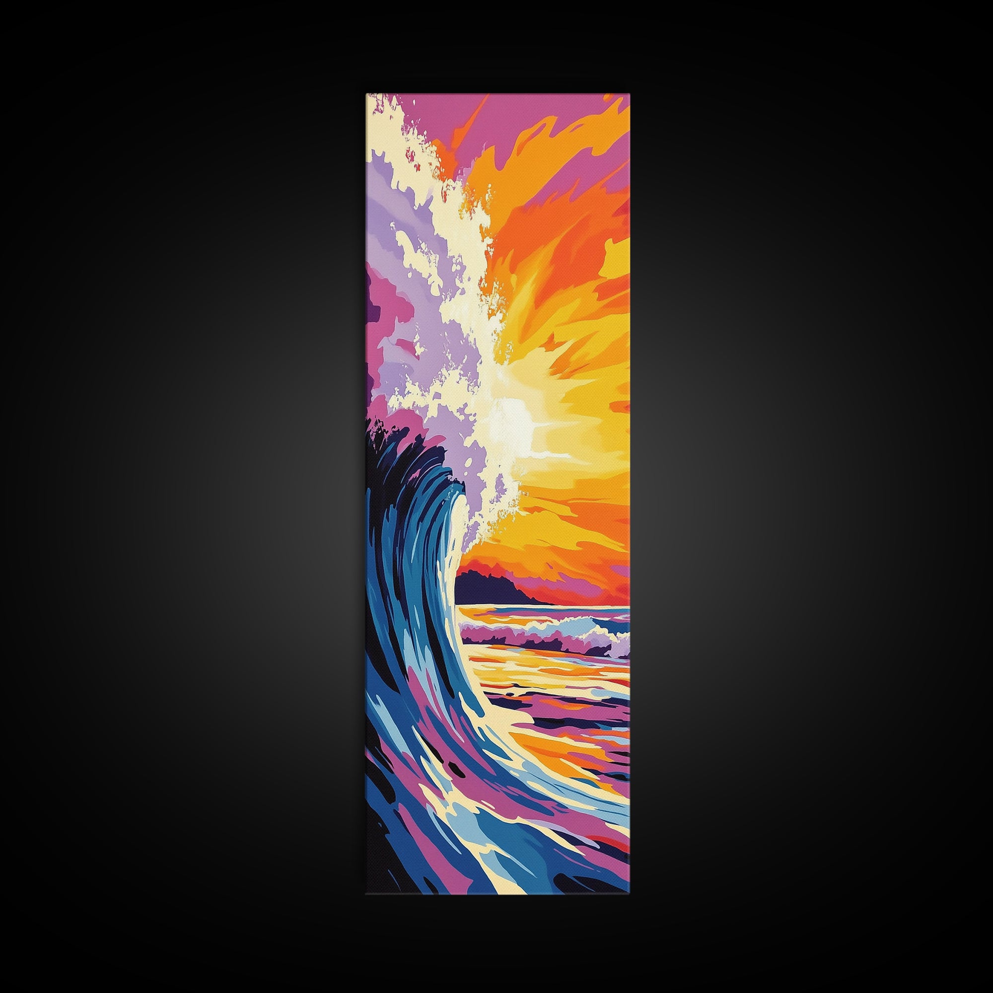 Ocean Wave, Coastal Sunset Wall Art, Beach House Decor, Nautical Theme, Surf Canvas Print, Vibrant Seascape, Modern Living Room Accent
