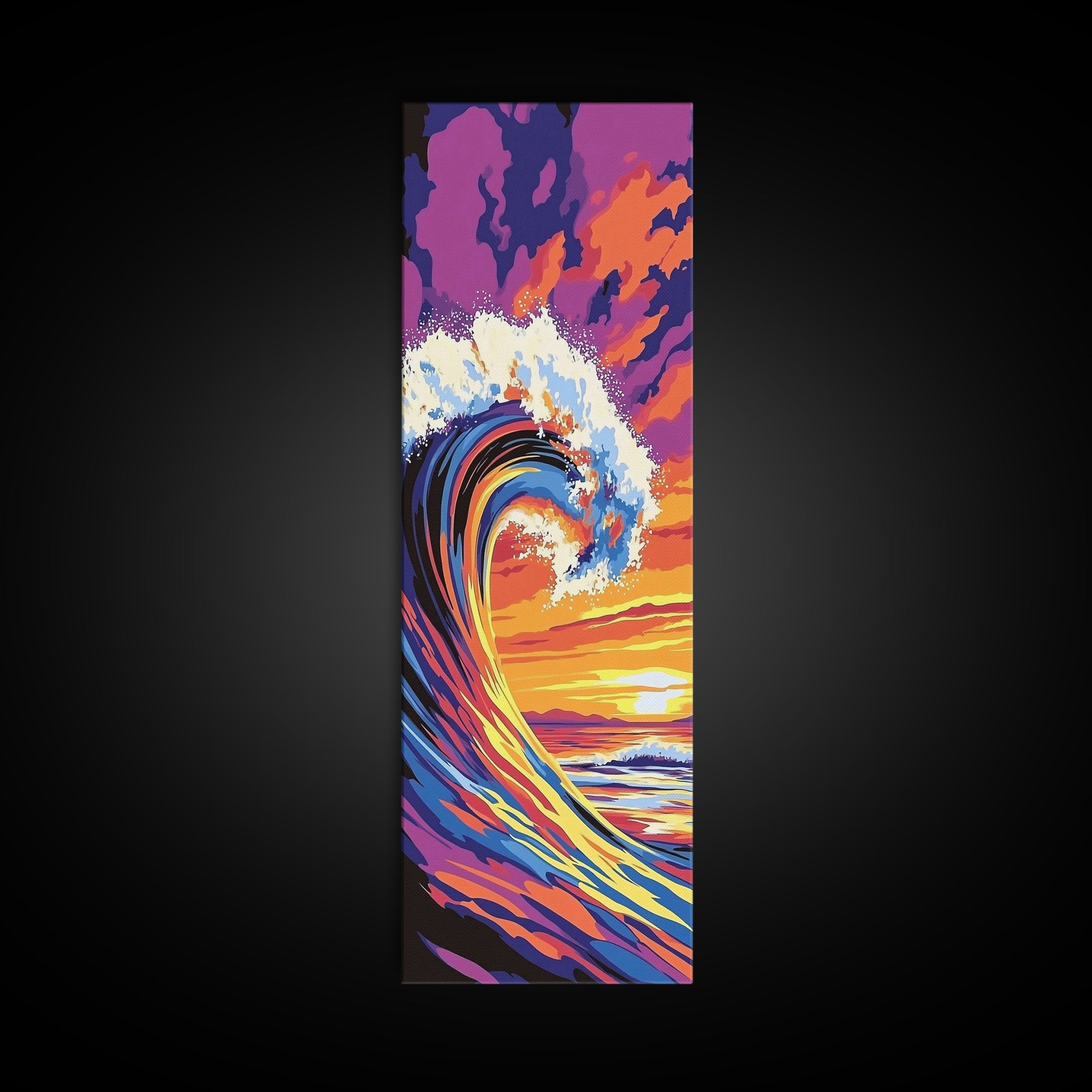 Ocean Wave, Sunset Art, Surfing Wall Art, Coastal Beach Decor, Vibrant Seascape, Modern Home Decor, Canvas Print, Living Room Art