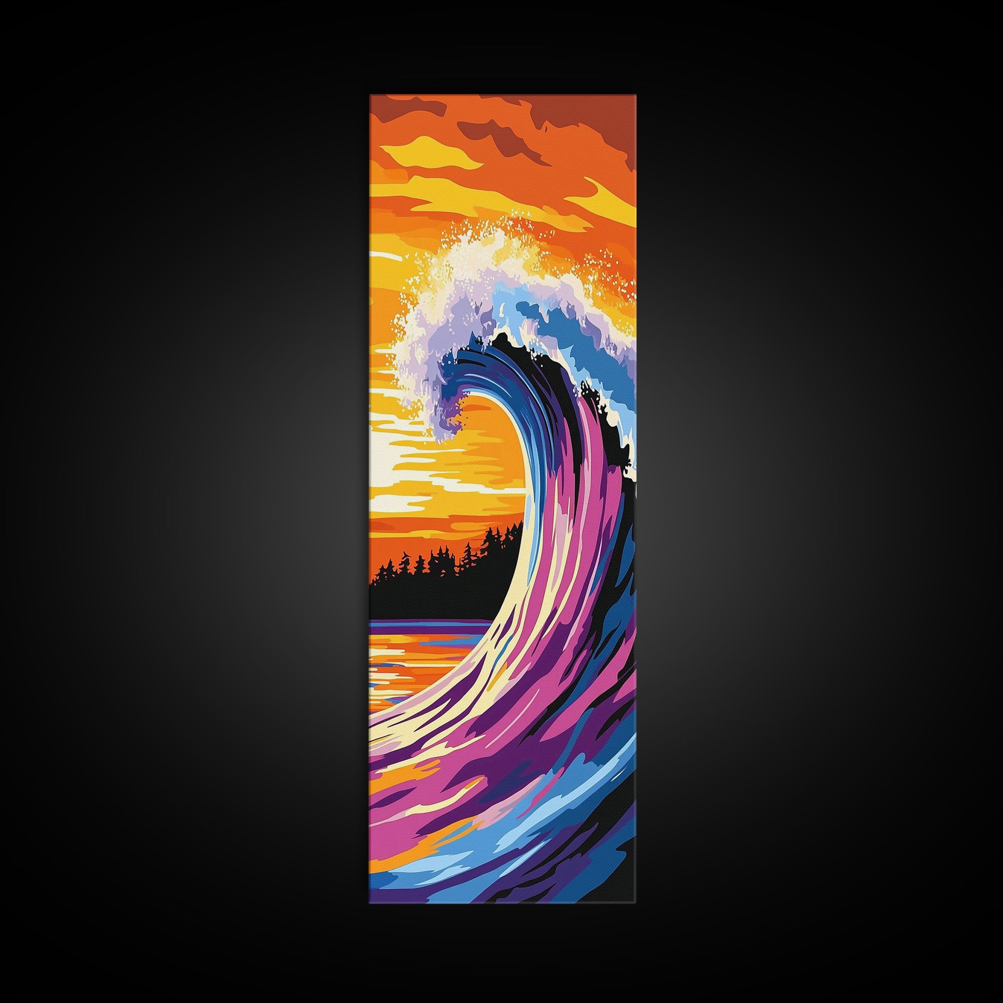 Ocean Wave, Sunset Surf, Coastal Art, Canvas Print, Beach House Decor, Living Room Wall Art, Vibrant Seascape, Nautical Theme
