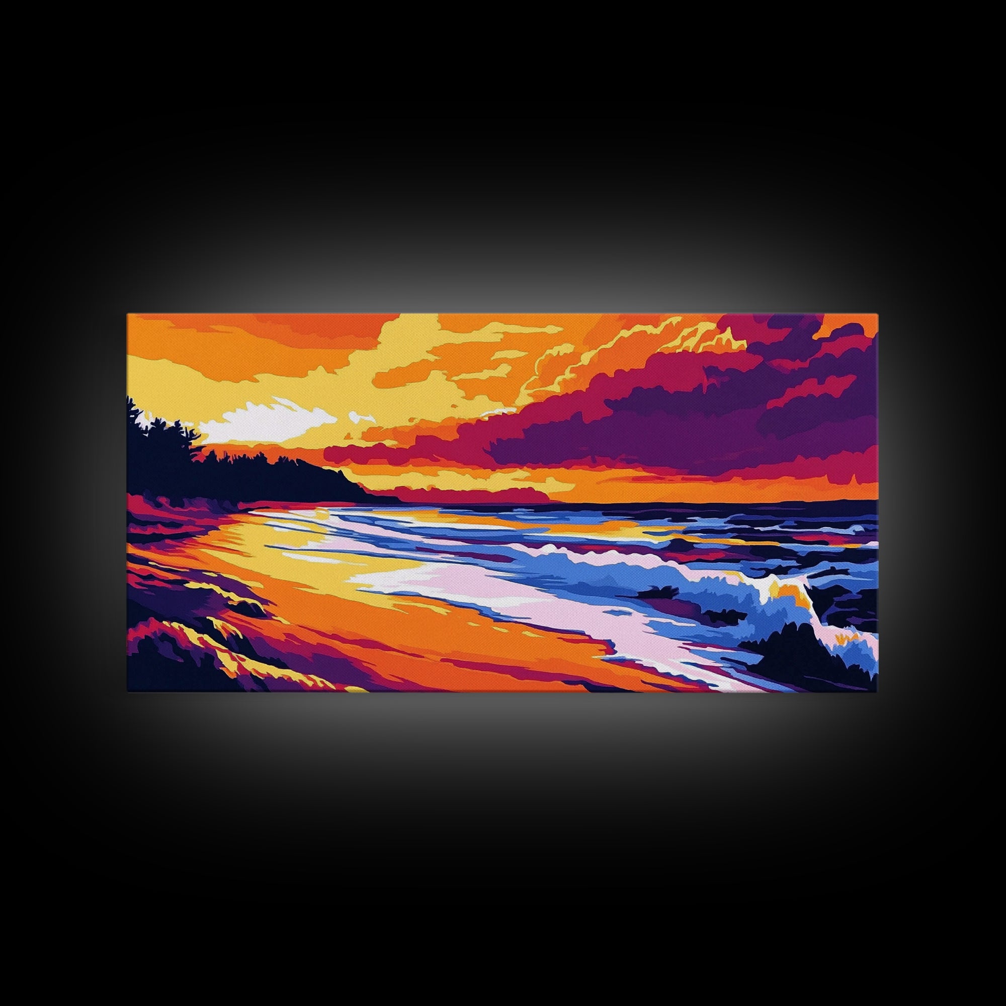 Ocean Sunset, Coastal Waves, Beach Wall Art, Canvas Print, Vibrant Seascape, Nautical Home Decor, Summer Art, Tropical Landscape