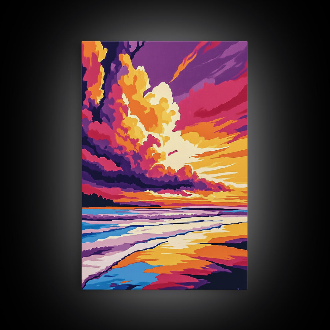 Ocean Sunset, Beach Art, Coastal Decor, Canvas Print, Vibrant Seascape, Modern Wall Art, Tropical Sunset, Bedroom Wall Decor