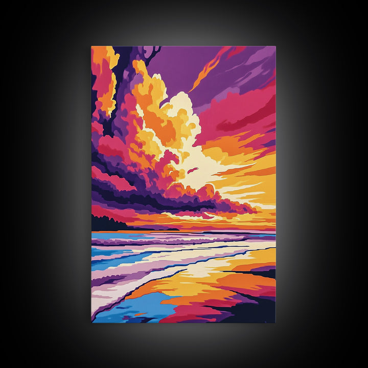 Ocean Sunset, Beach Art, Coastal Decor, Canvas Print, Vibrant Seascape, Modern Wall Art, Tropical Sunset, Bedroom Wall Decor