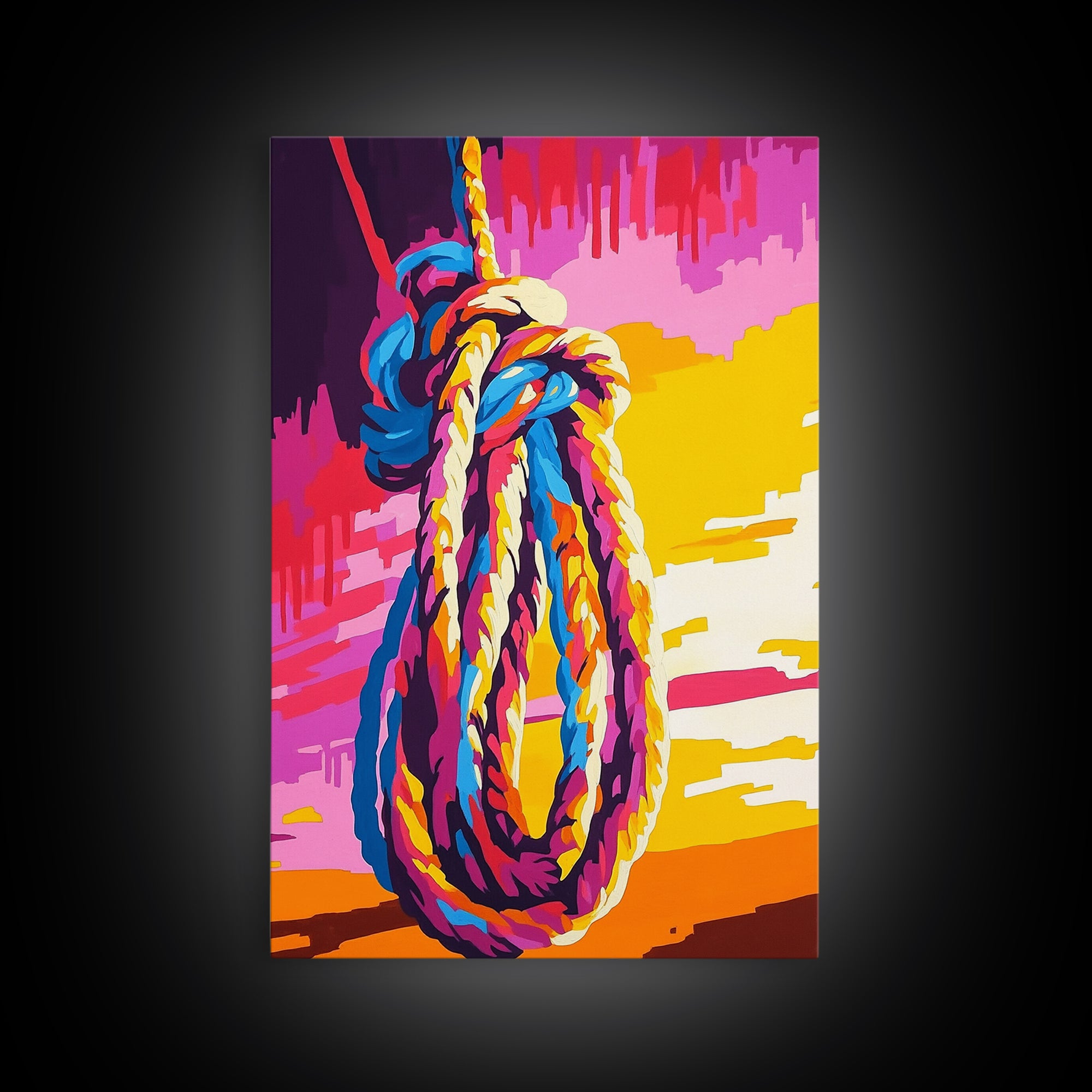 Nautical Rope, Maritime Wall Art, Coastal Home Decor, Vibrant Ocean Print, Framed Canvas Print, Beach House Aesthetic, Rustic Seaside Art
