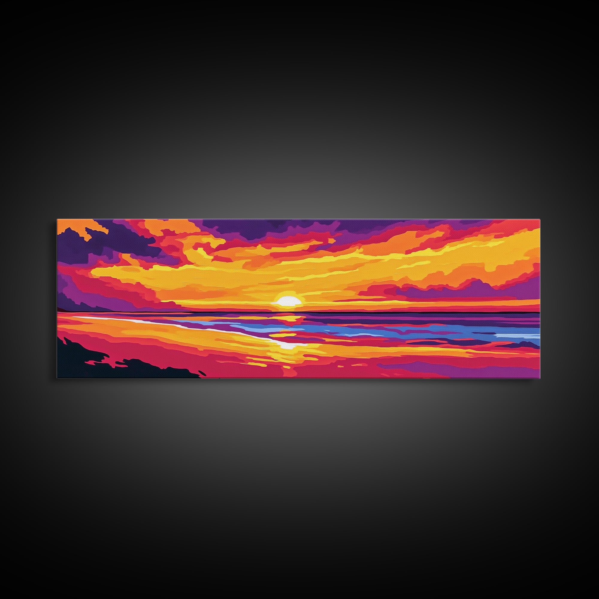 Ocean Horizon, Sunset Beach Scene, Coastal Home Decor, Relaxing Seascape, Canvas Print, Living Room Wall Art, Nautical Vibes, Bold
