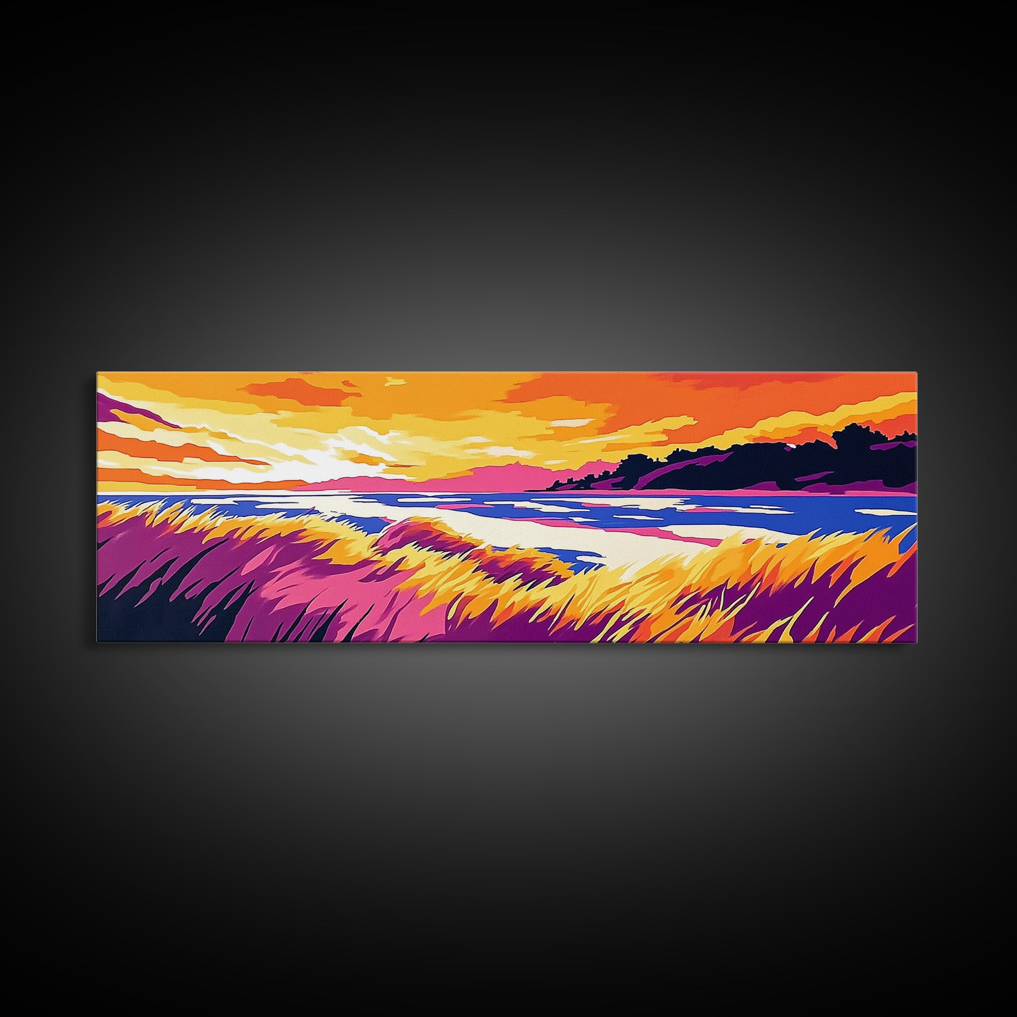 Coastal Grasses, Ocean Sunset, Canvas Print, Beach Art, Serene Landscape, Nautical Home Decor, Relaxing Wall Art, Living Room Decor