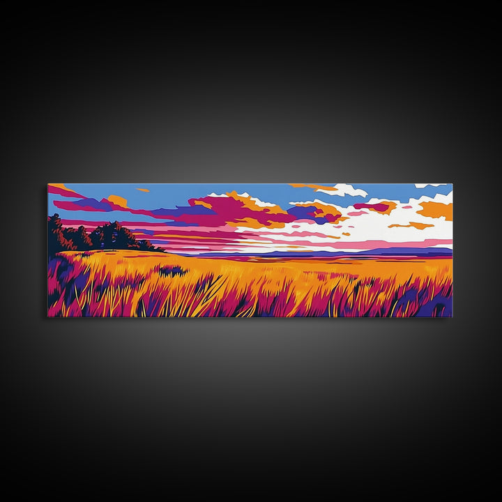 Autumn Fields, Sunset Landscape, Framed Canvas Print, Fall Wall Art, Vibrant Wall Decor, Rustic Home Decor, Large Canvas, Boho Art
