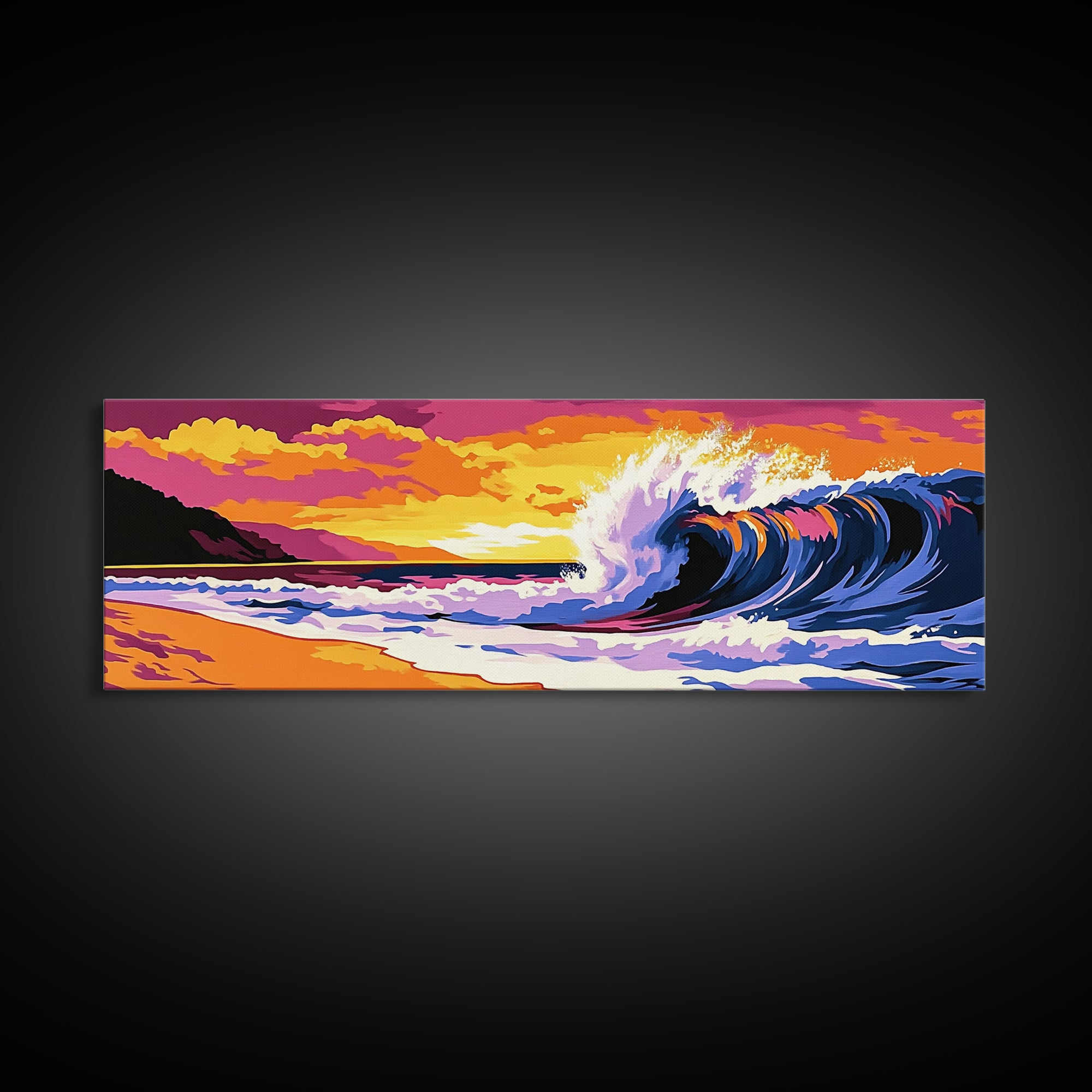 Ocean Wave Painting, Beach Sunset Art, Surf Art, Coastal Wall Decor, Modern Seascape, Tropical Vibes, Beach House Art, Canvas Print