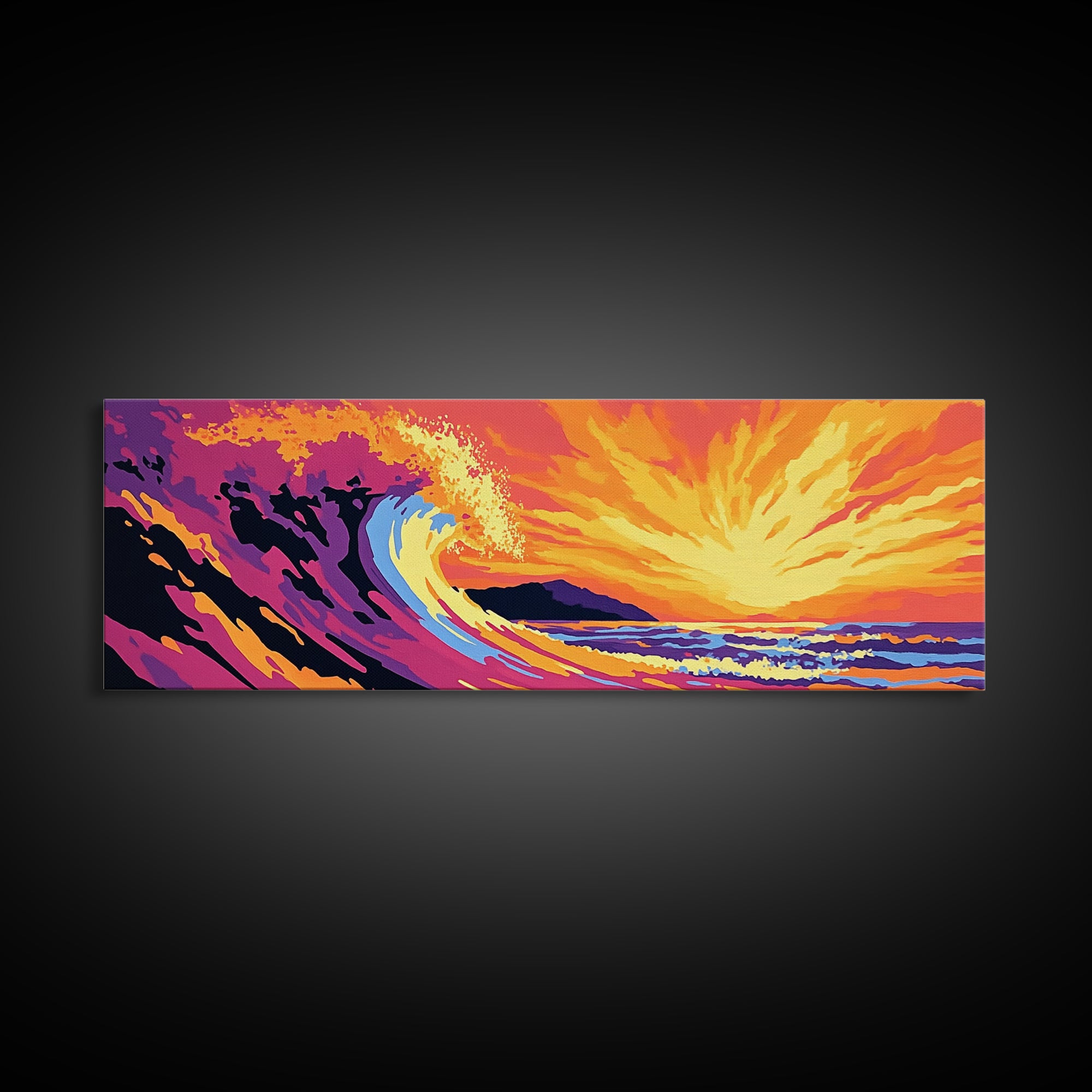 Ocean Wave, Sunset Seascape, Bold Coastal, Canvas Print, Beach Wall Art, Vibrant Surf Art, Tropical Home Decor, Water Movement