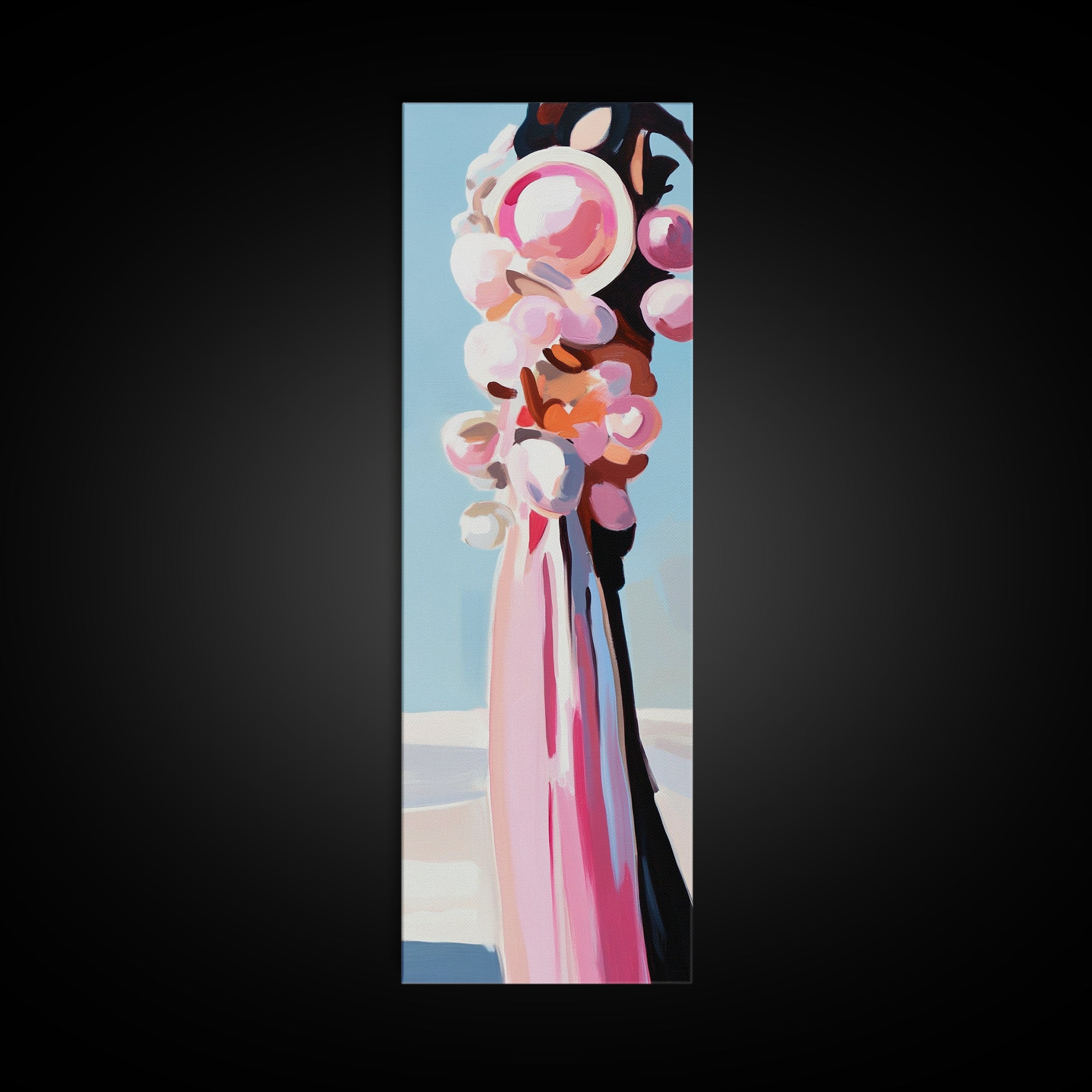 Abstract, Pink Bouquet, Floral Wall Art, Framed Canvas Print, Modern Expressionist Art, Soft Color Palette, Bedroom Wall Art