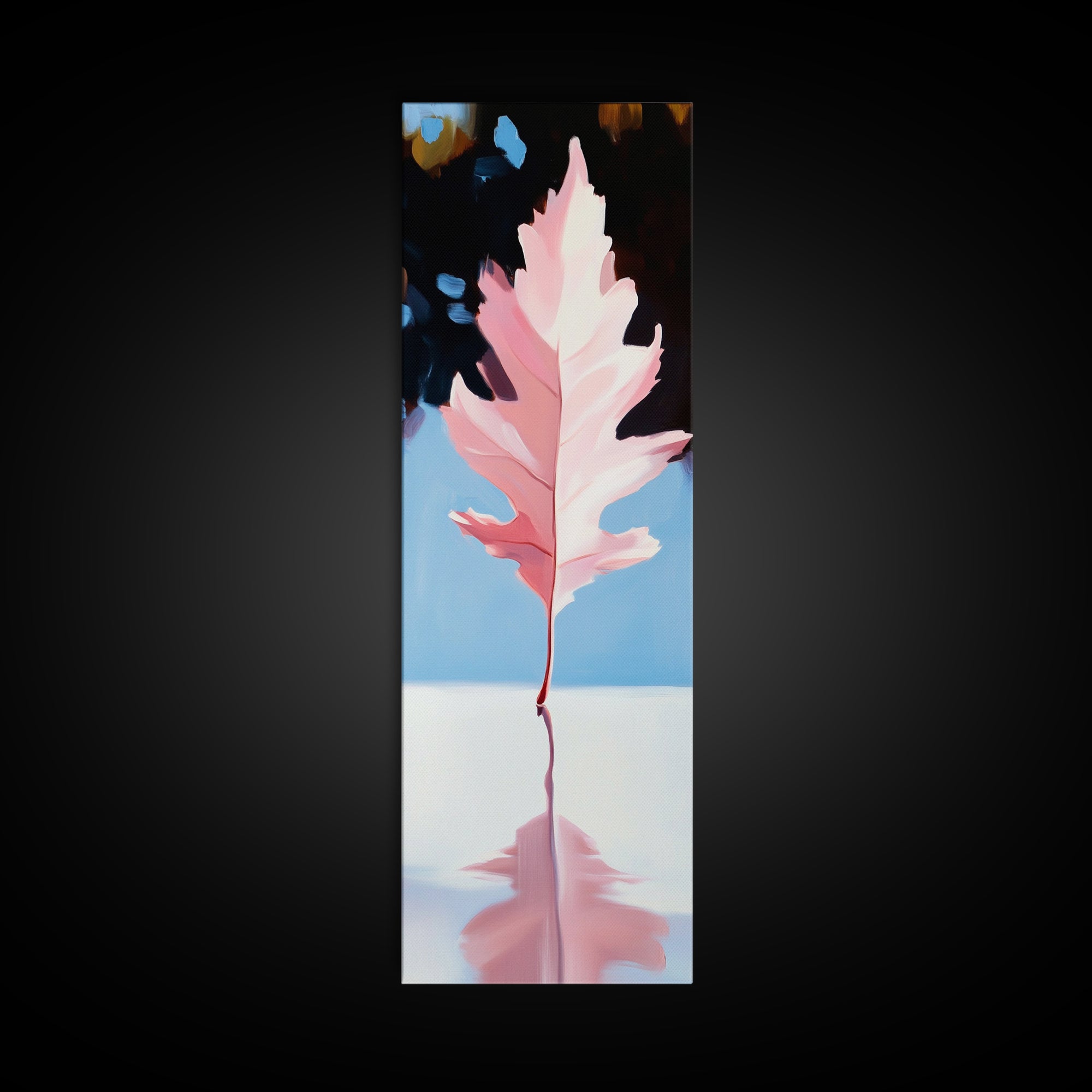 Pink Autumn Leaf, Fall Canvas Print, Nature Wall Art, Seasonal Decor, Botanical Artwork, Soft Pastel Aesthetic, Living Room Art