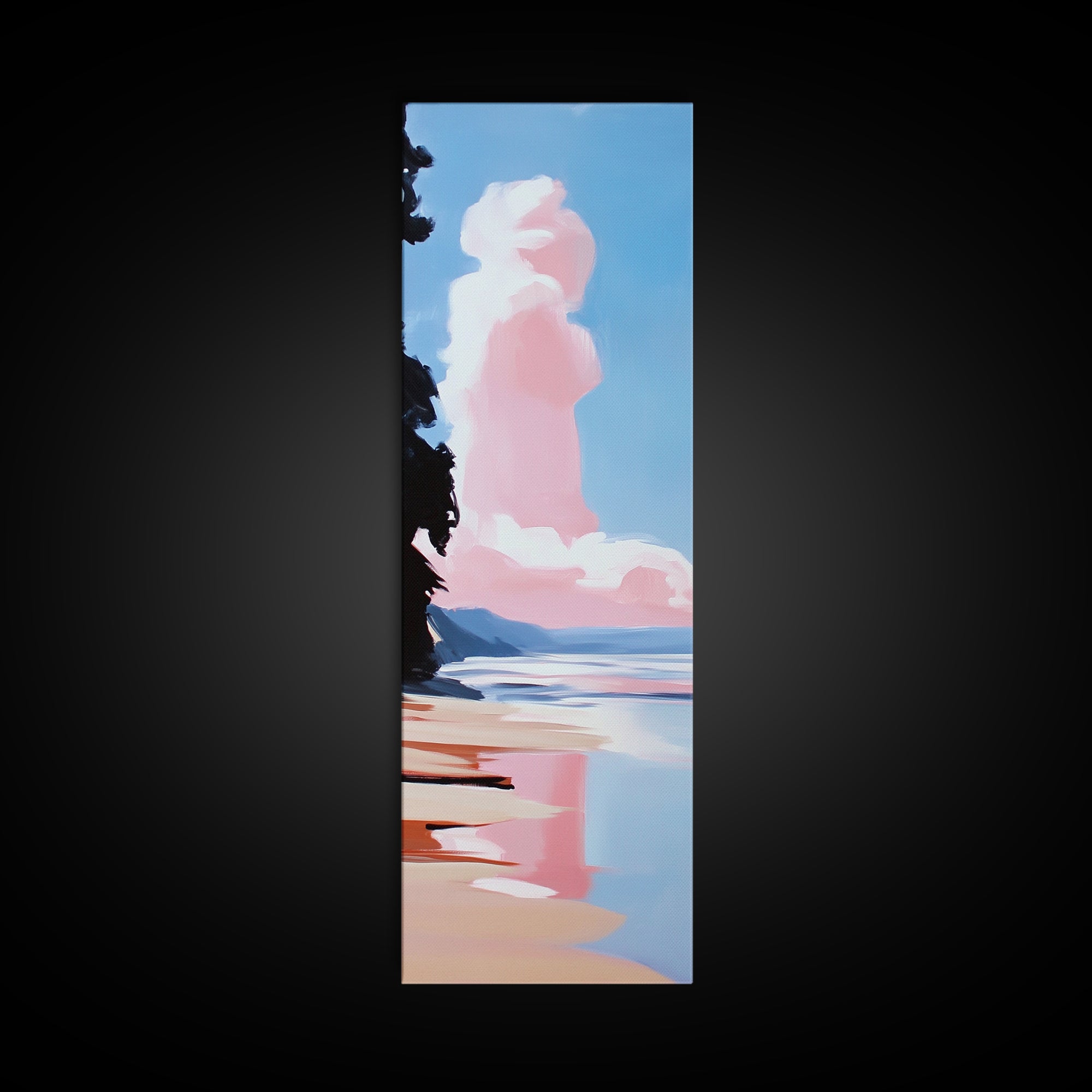 Pink Cloud Beach, Dreamy Seascape, Pastel Ocean Art, Coastal Wall Decor, Aesthetic Art, Bedroom Art, Canvas Print