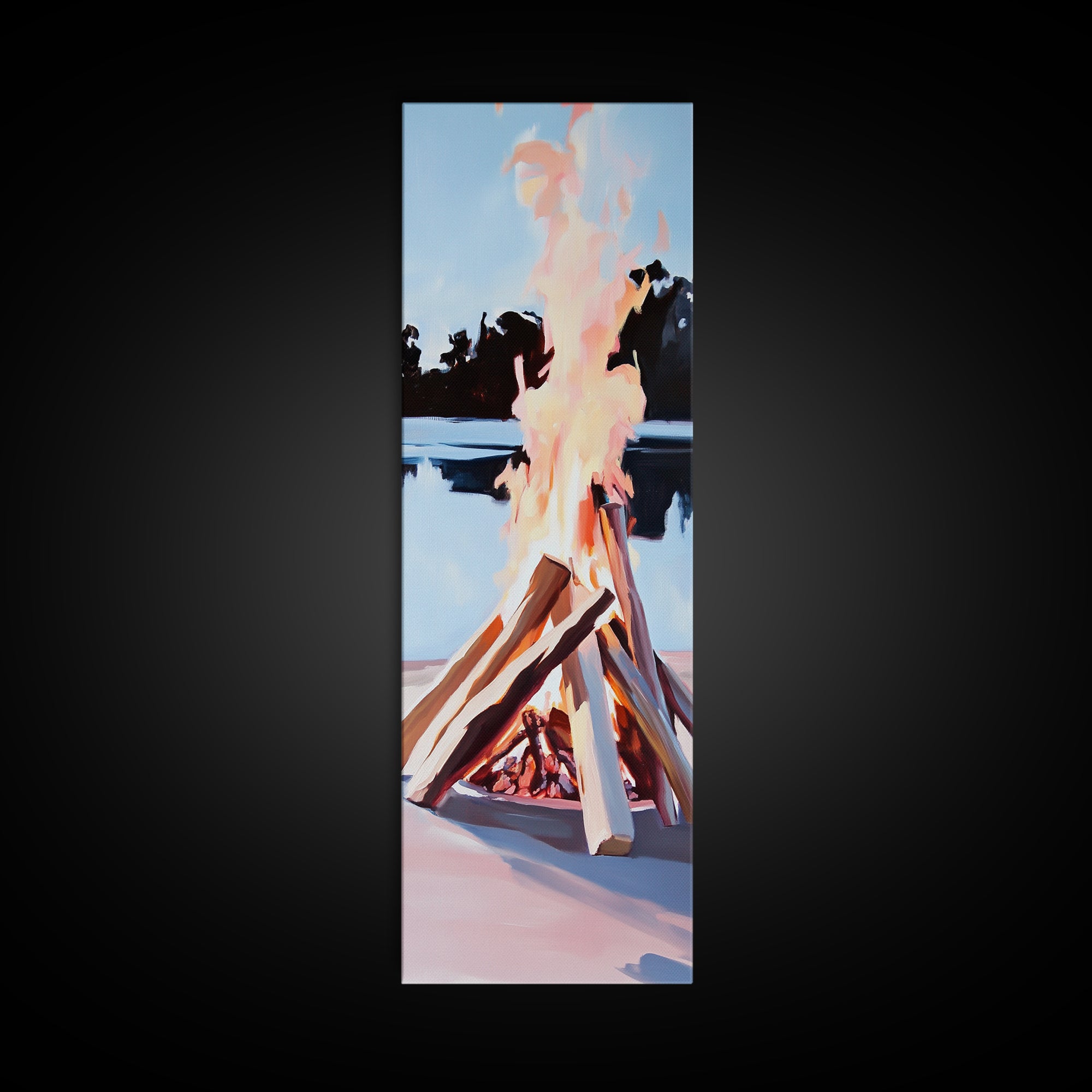 Campfire Glow, Rustic Art, Cozy Bonfire, Outdoor Adventure, Canvas Print, Fall Wall Art, Cabin Decor, Nature-Inspired, Warm Tones