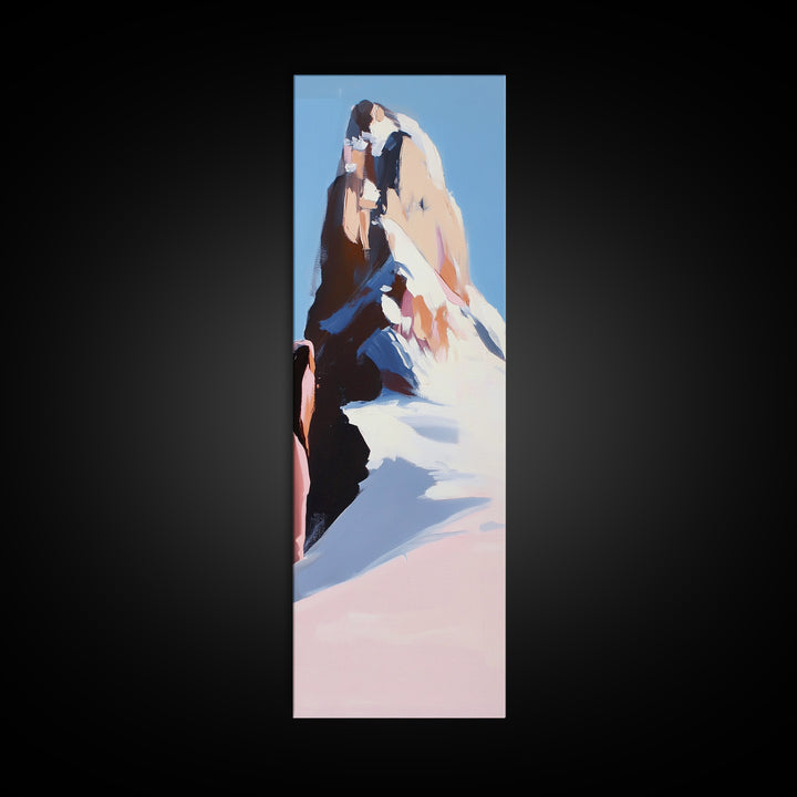 Mountain Modern Landscape, Snowy Peak, Framed Canvas Print, Contemporary Wall Art, Living Room Wall Art, Elegant Fine Art