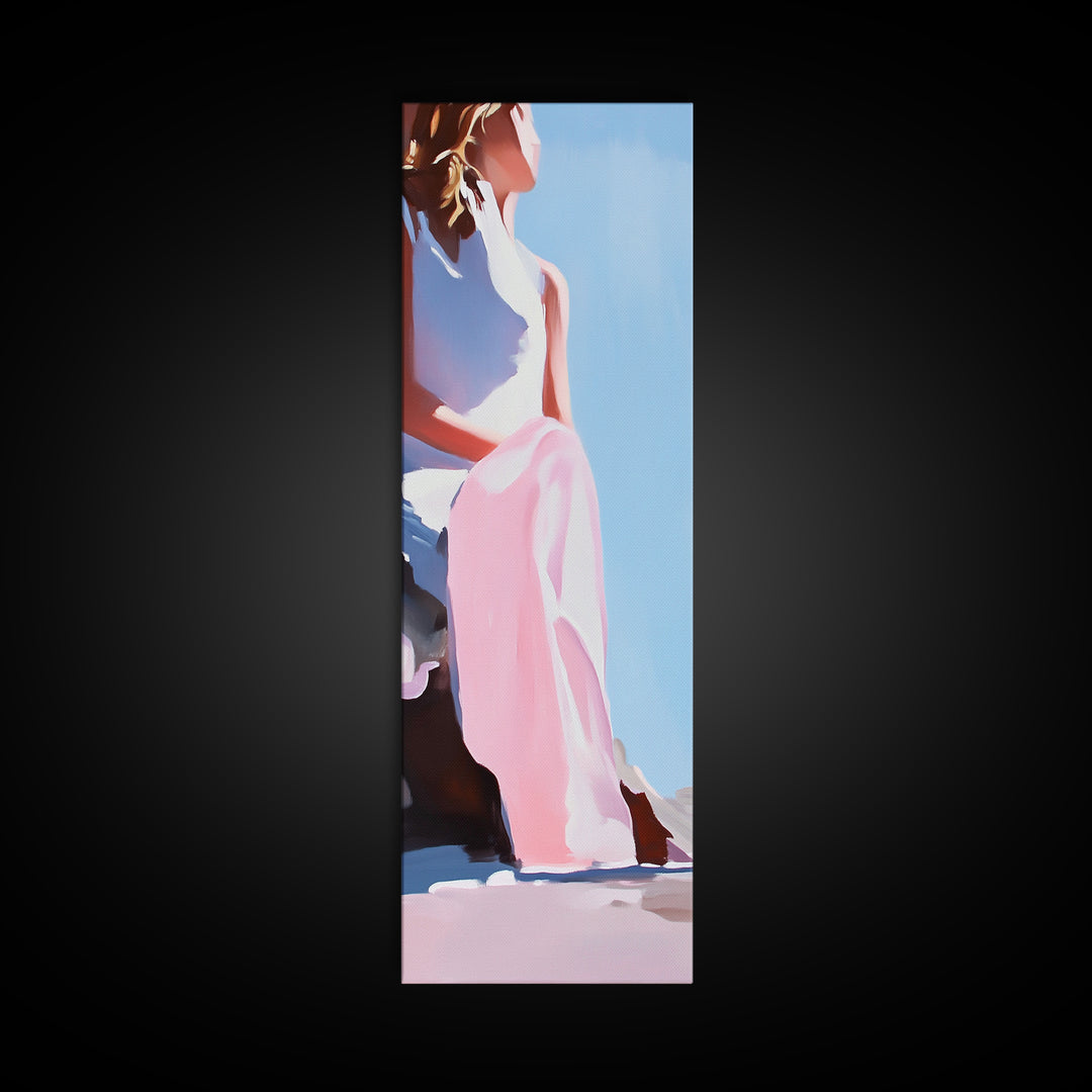 Elegant Woman, Soft Pastel Art, Feminine Portrait, Framed Canvas Print, Contemporary Aesthetic, Living Room Wall Art, Dreamy Abstrac