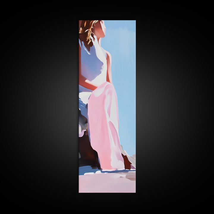 Elegant Woman, Soft Pastel Art, Feminine Portrait, Framed Canvas Print, Contemporary Aesthetic, Living Room Wall Art, Dreamy Abstrac